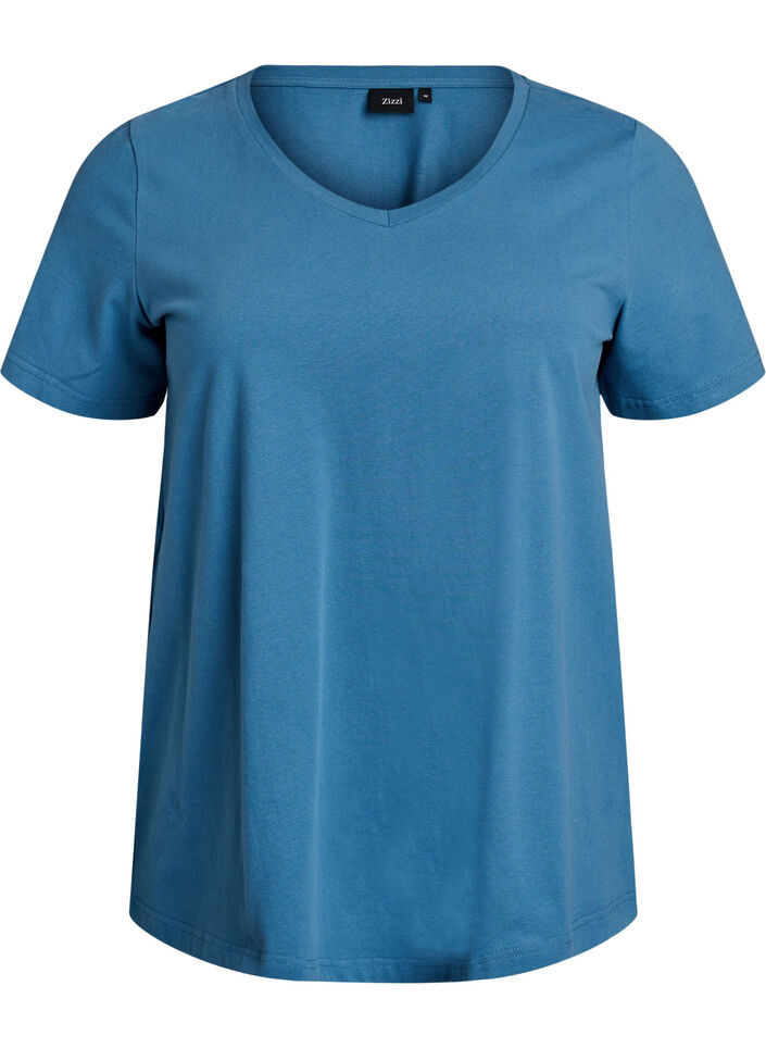 Einfarbiges Basic-T-Shirt aus Baumwolle, Grau, Packshot image number 0