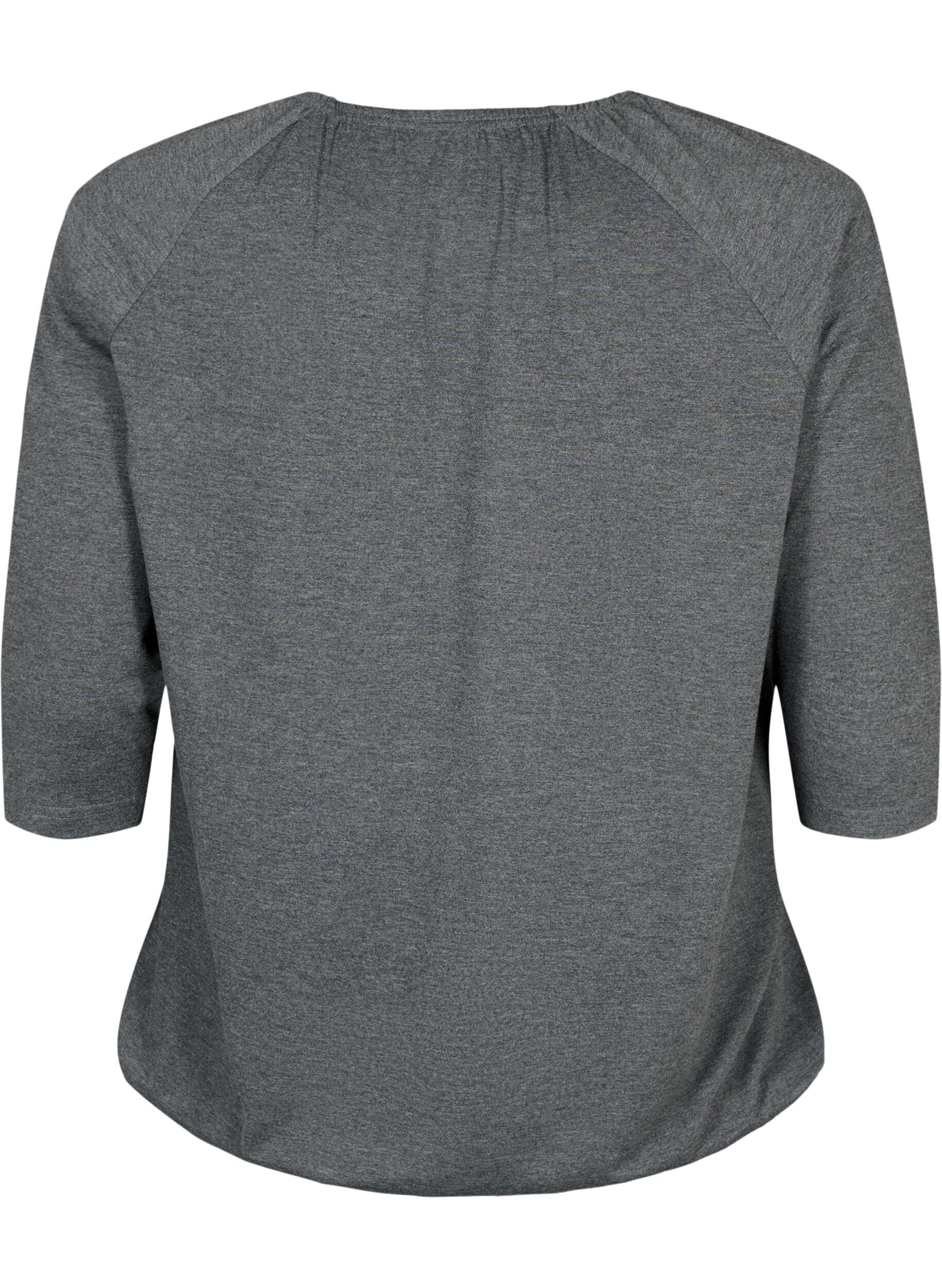 ZizziGestreifte Bluse mit 3/4 &Auml;rmeln, Dark Grey Melange, Packshot image number 1
