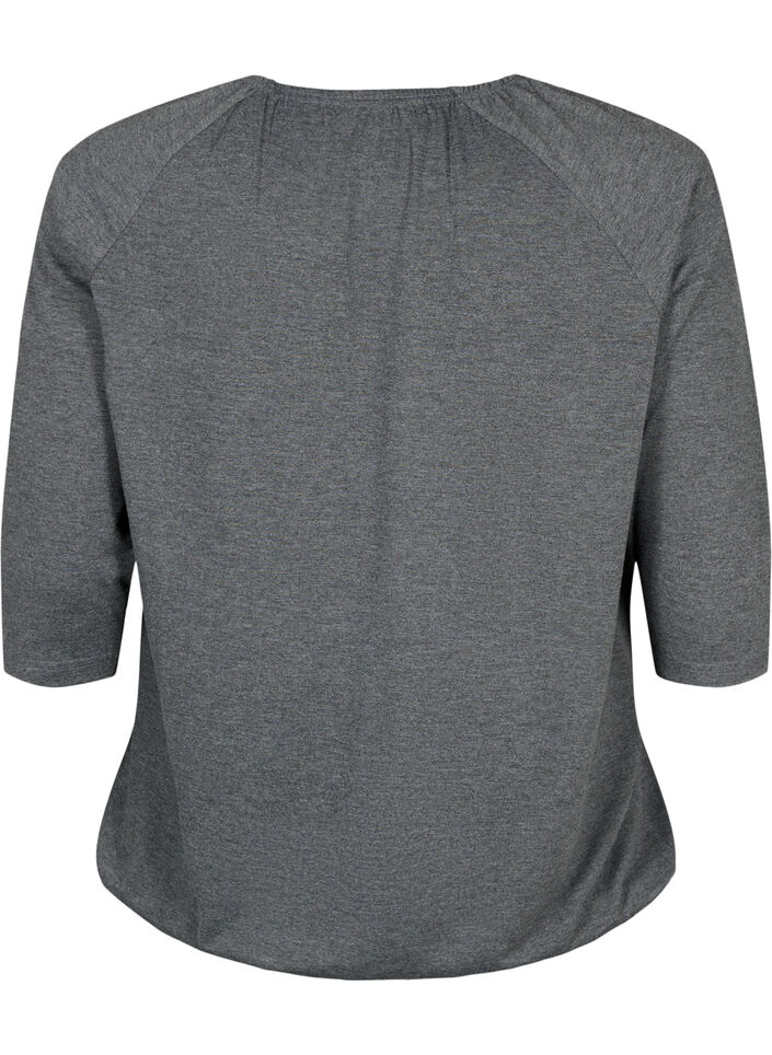 Gestreifte Bluse mit 3/4 Ärmeln, Dark Grey Melange, Packshot image number 1