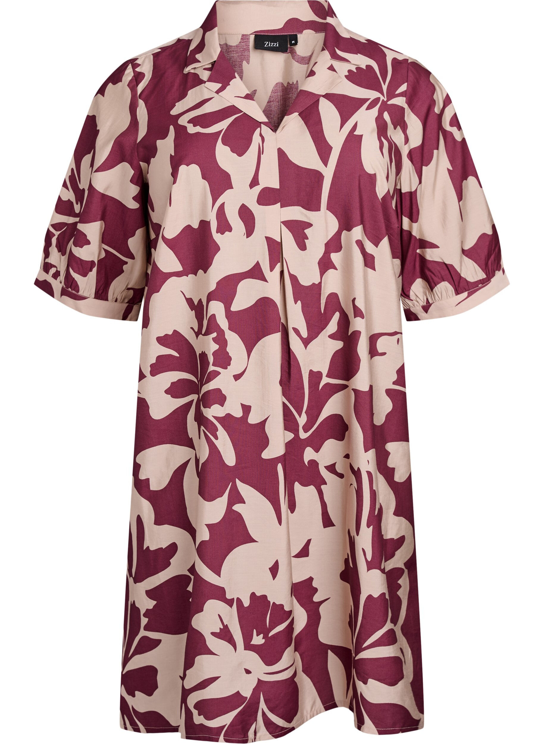 ZizziKleid in Kniel&auml;nge mit Print und V-Ausschnitt, Rot, Packshot image number 0