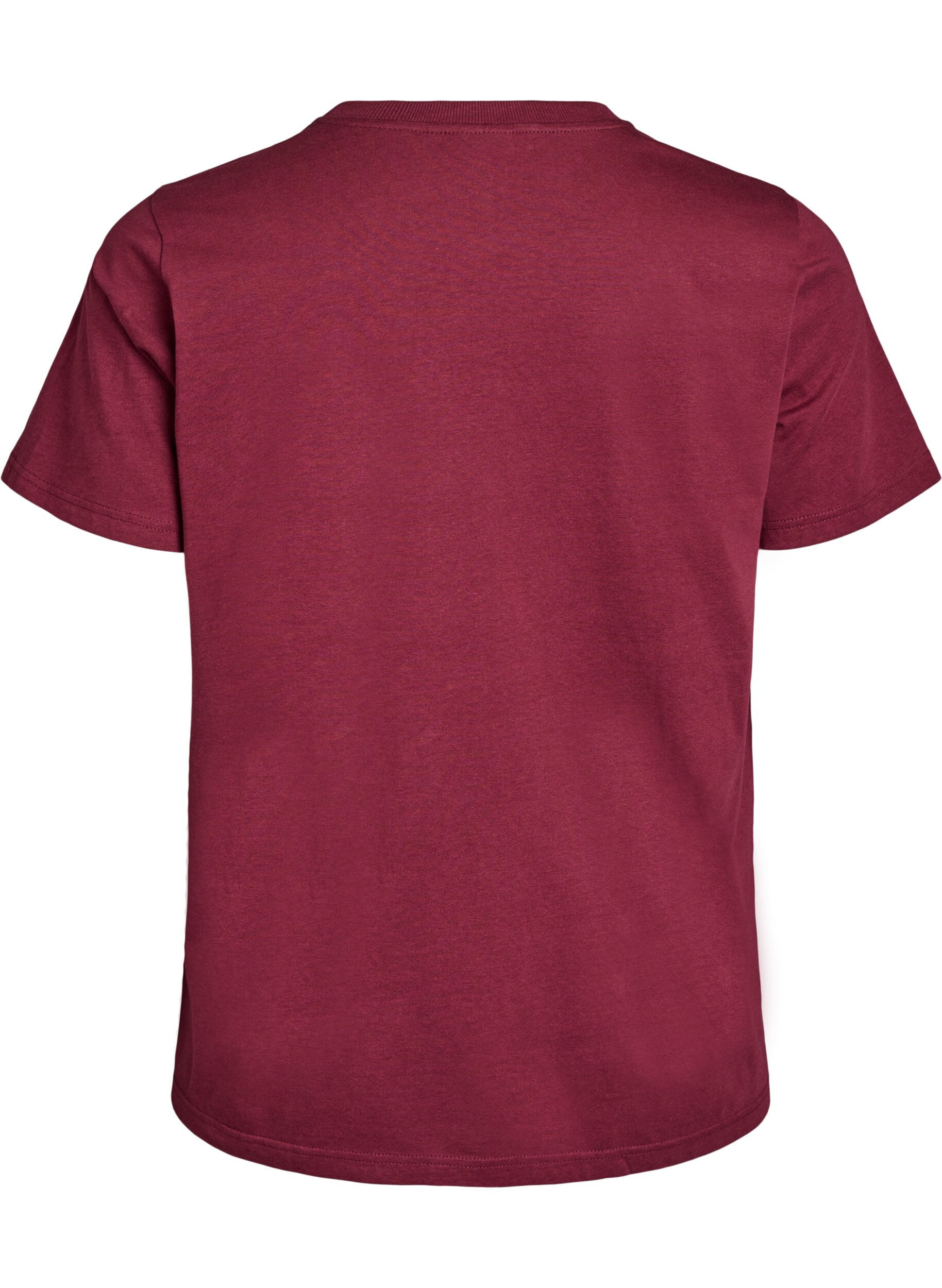 ZizziBasic-T-Shirt aus Baumwolle mit Rundhalsausschnitt, Dunkles Bordeaux, Packshot image number 1