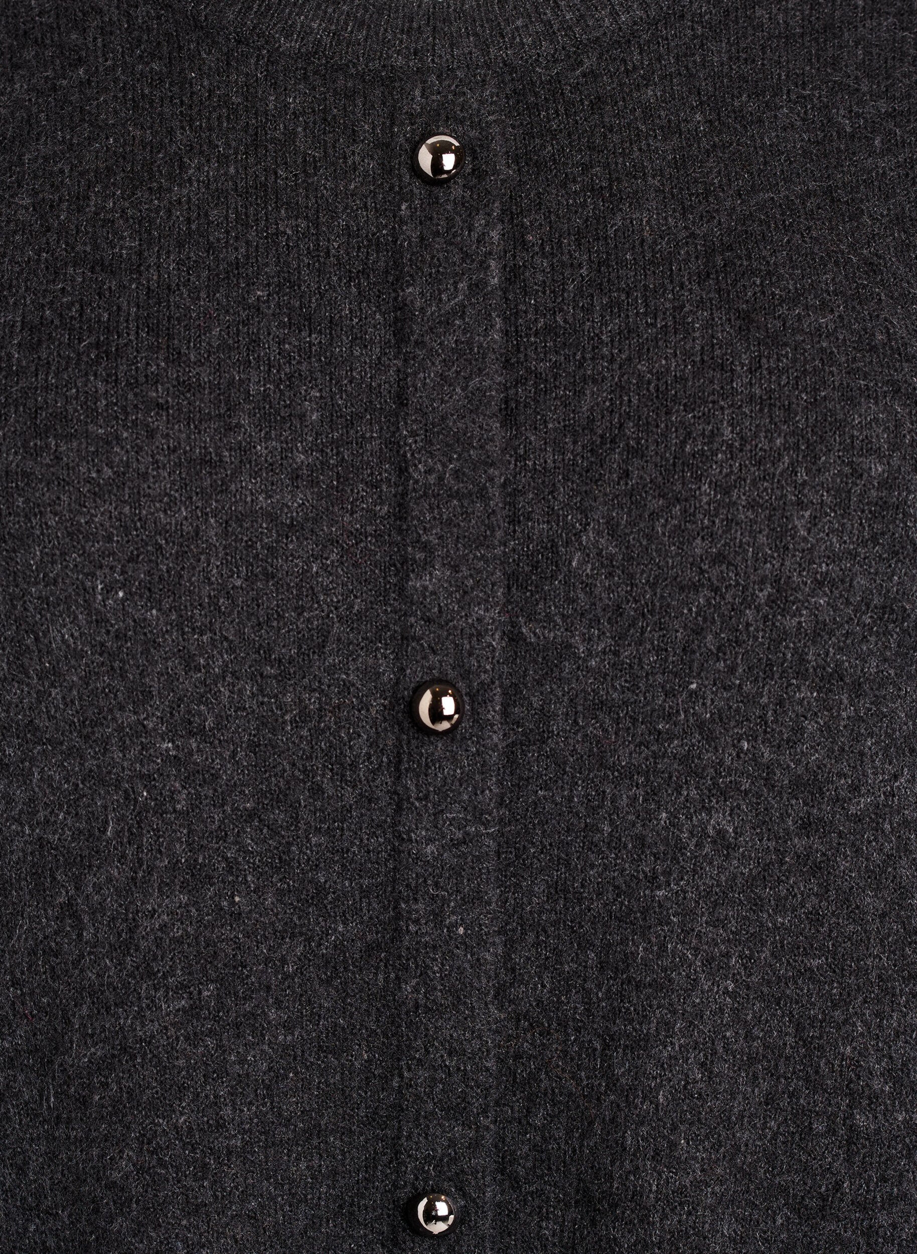 ZizziKurzes Strickkleid mit kurzen &Auml;rmeln und Kugelkn&ouml;pfen, Grau, Packshot image number 2