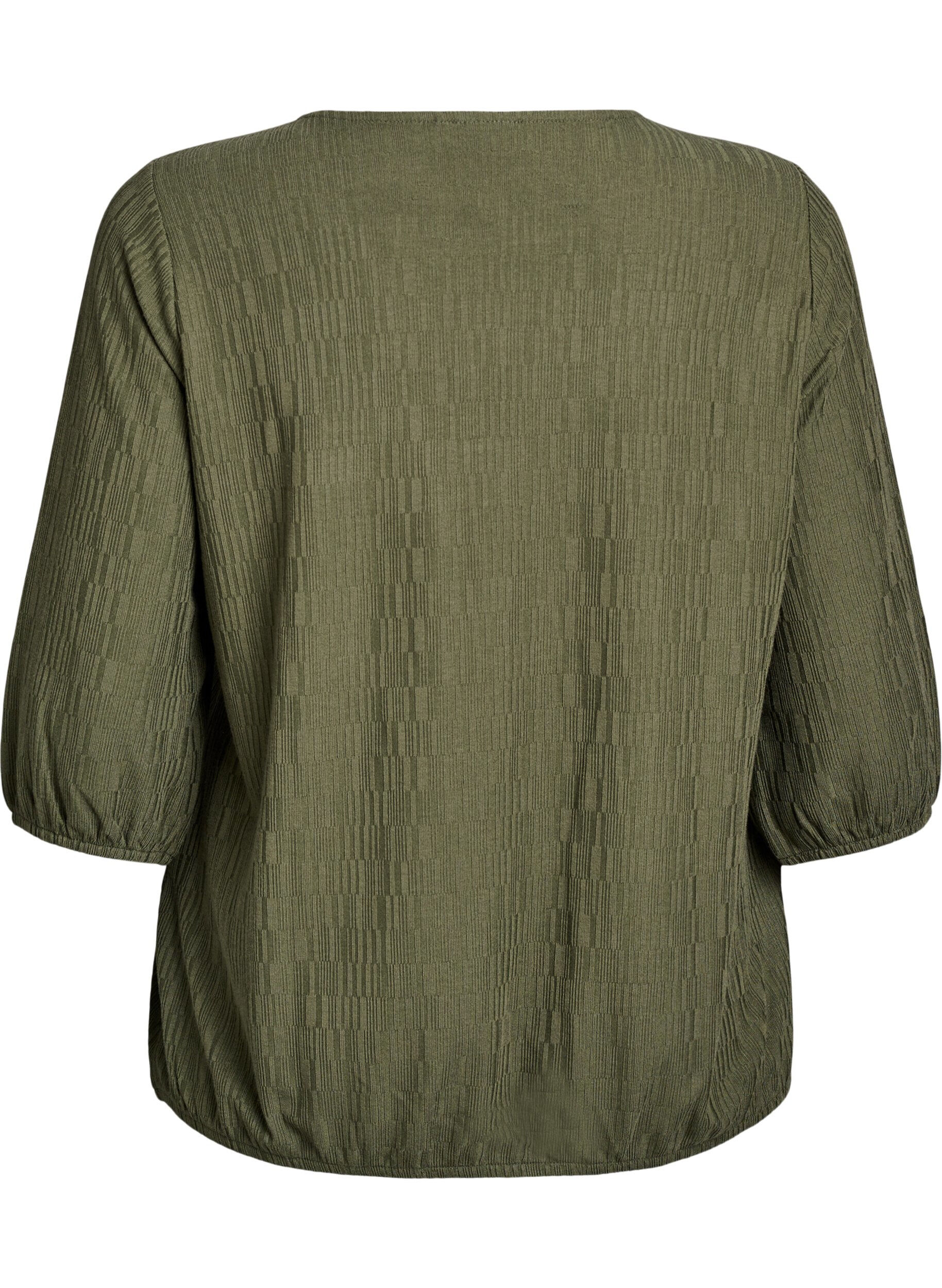 ZizziBluse mit Struktur und 3/4-&Auml;rmeln, Gr&uuml;n, Packshot image number 1