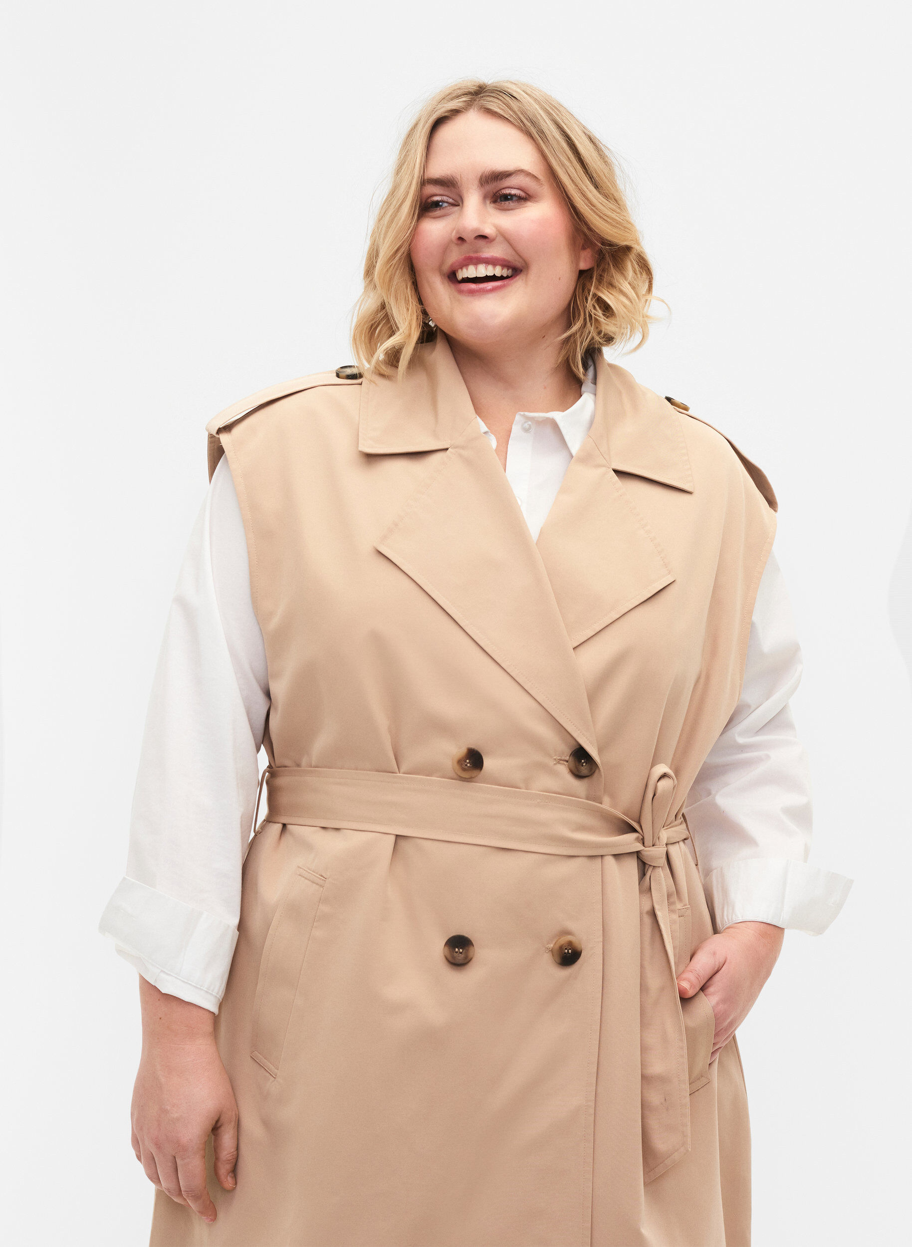 ZizziLange Weste mit G&uuml;rtel, Nomad, Model image number 2