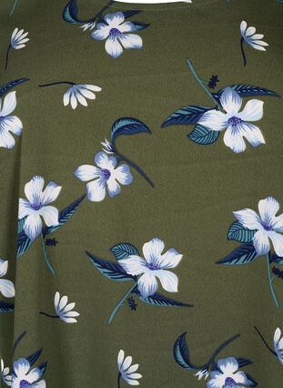 FLASH – Kurzärmelige Bluse mit Print, Olive Night Flower, Packshot image number 2