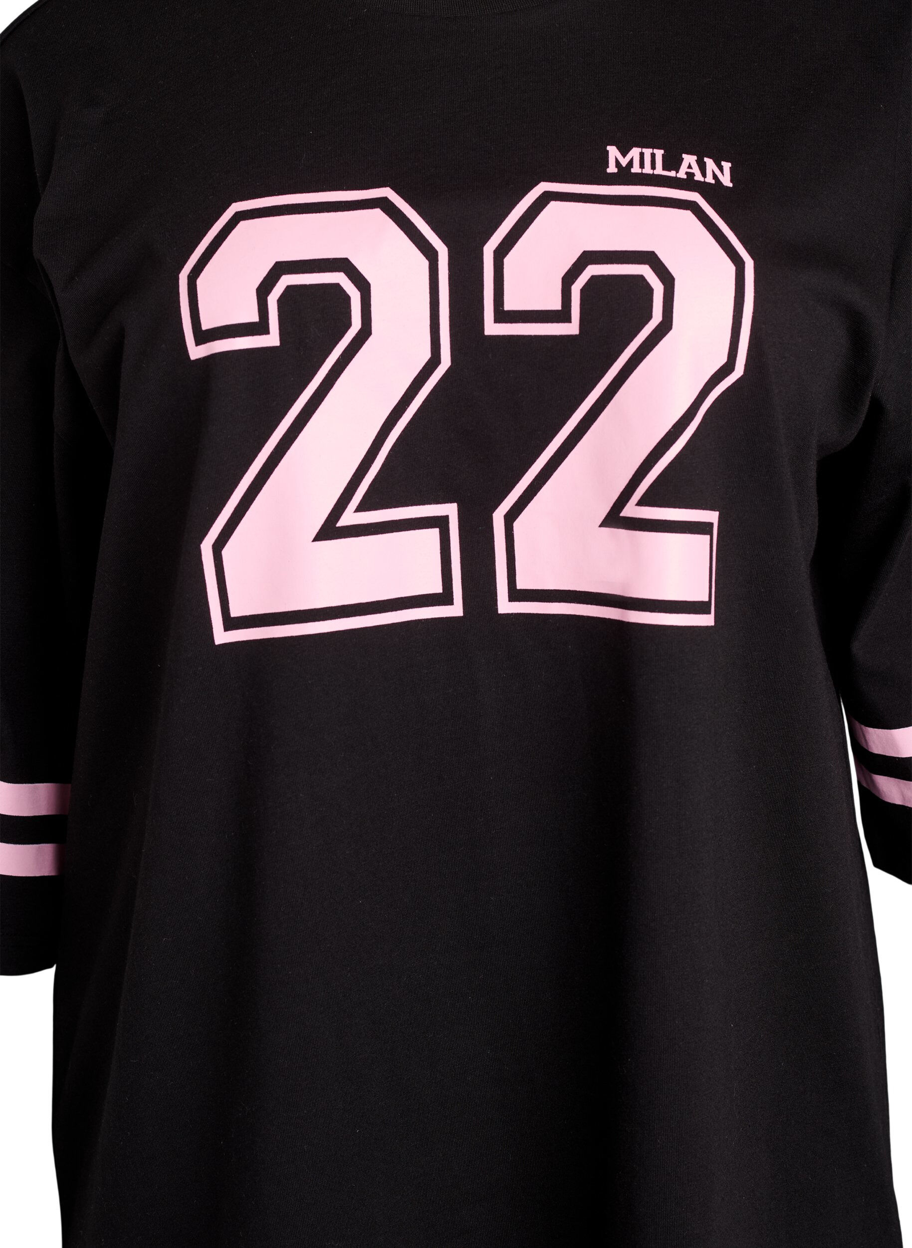 ZizziOversize College-T-Shirt mit 3/4-&Auml;rmeln, Schwarz, Packshot image number 2