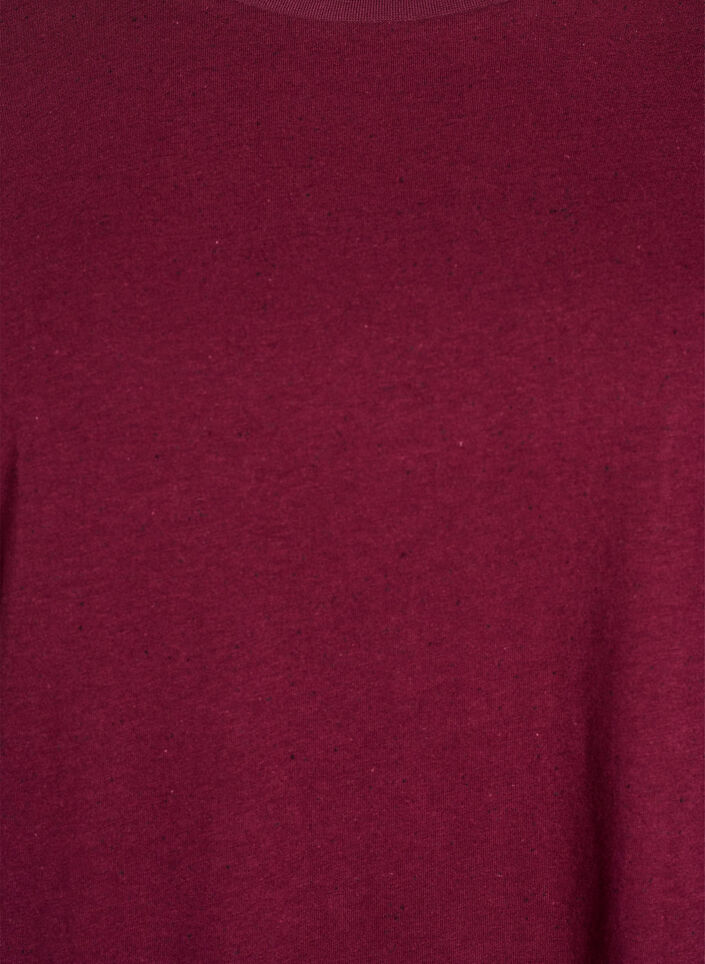 Baumwoll-T-Shirt mit Rundhalsausschnitt, Dunkles Bordeaux, Packshot image number 2