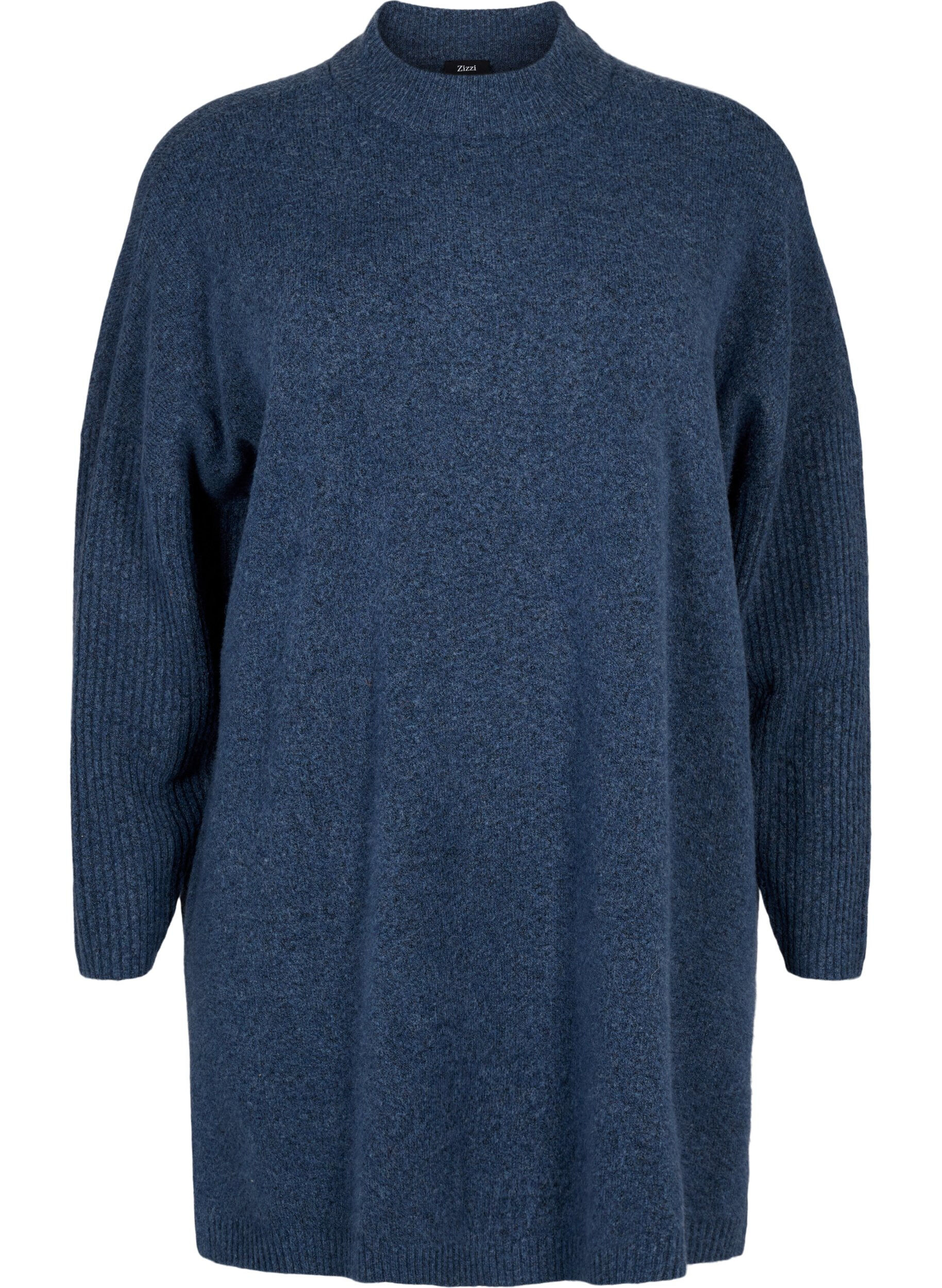 ZizziLange Strickbluse mit langen &Auml;rmeln, Bering Sea Mel., Packshot image number 0