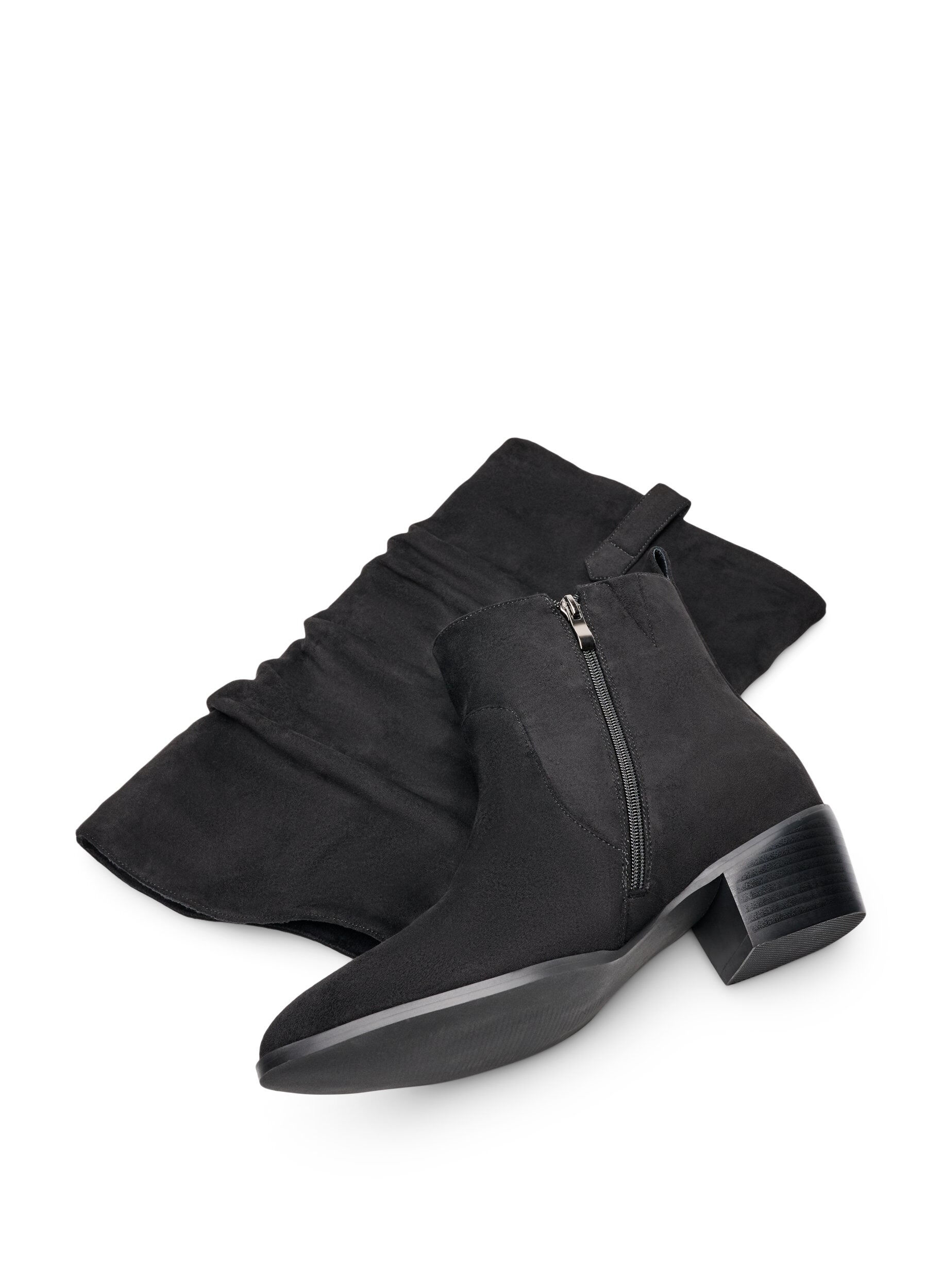 ZizziLanger Stiefel in Wildlederoptik mit abnehmbarem Schaft, Schwarz, Packshot image number 2