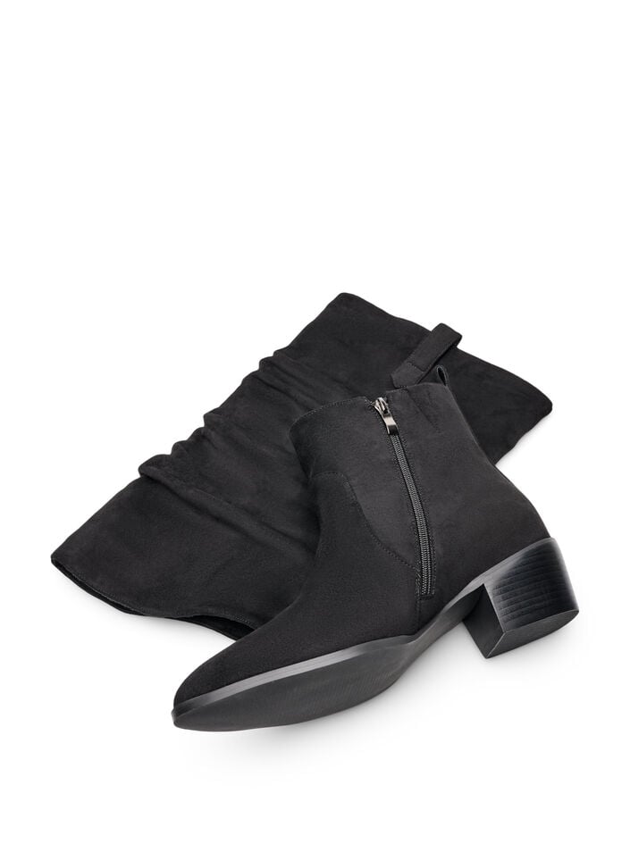 Langer Stiefel in Wildlederoptik mit abnehmbarem Schaft, Schwarz, Packshot