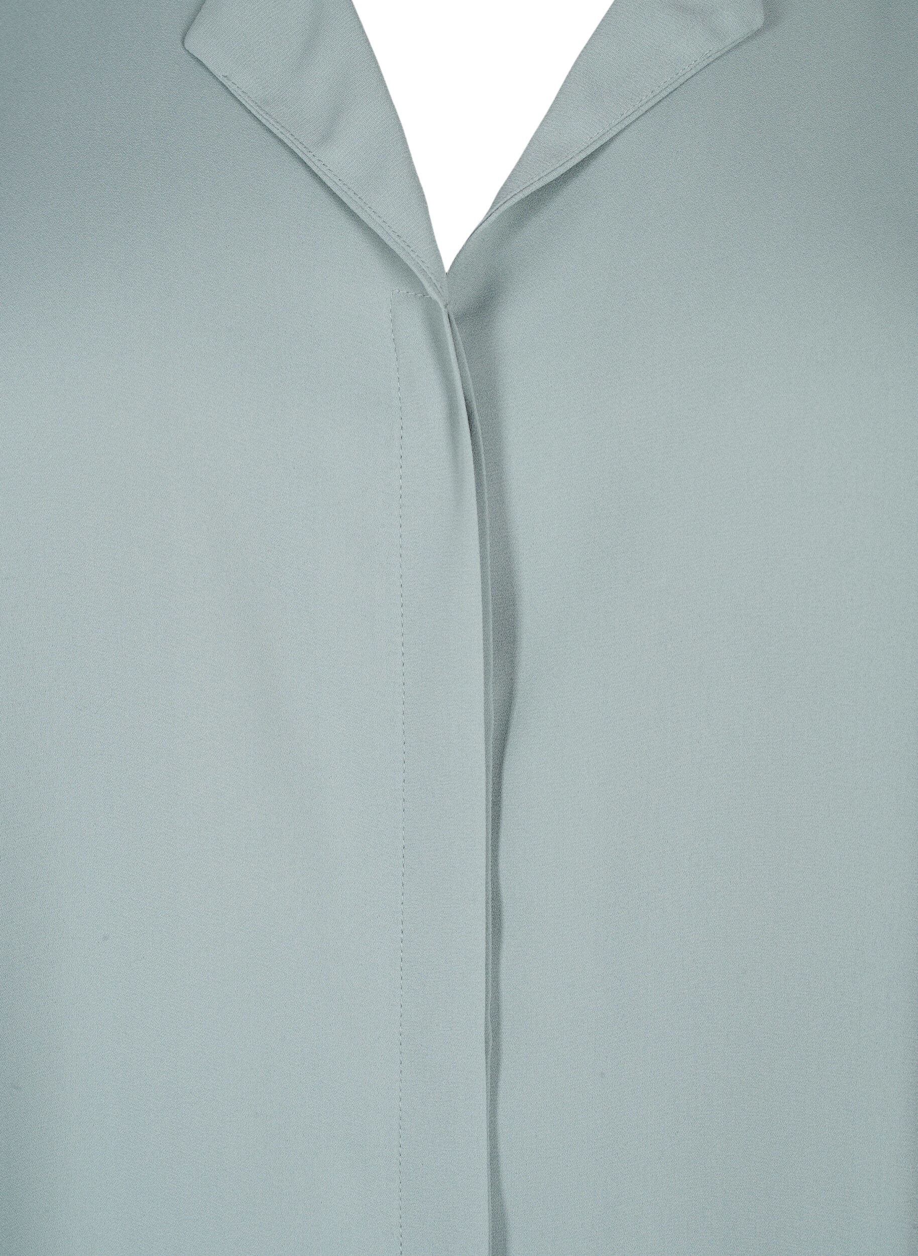 ZizziEinfarbiges Hemd mit V-Ausschnitt, Chinois Green, Packshot image number 2