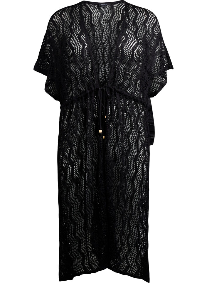 Strandkimono mit Bindegürtel, Schwarz, Packshot image number 0