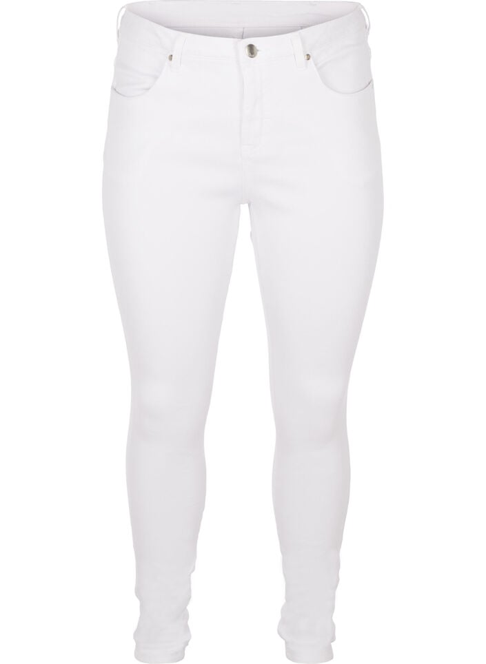 Extra schmale Amy Jeans mit hoher Taille, White, Packshot image number 0