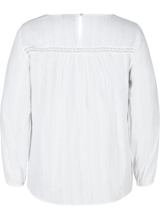Langarm Bluse aus Baumwolle mit Stickerei, Bright White, Packshot image number 1