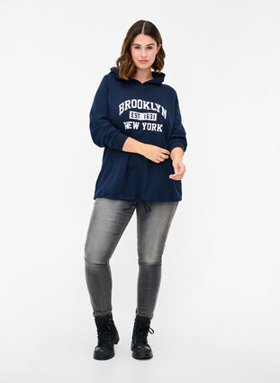 Sweatshirt mit Kapuze und Schnüren im Saum, Navy Blazer, Model image number 2