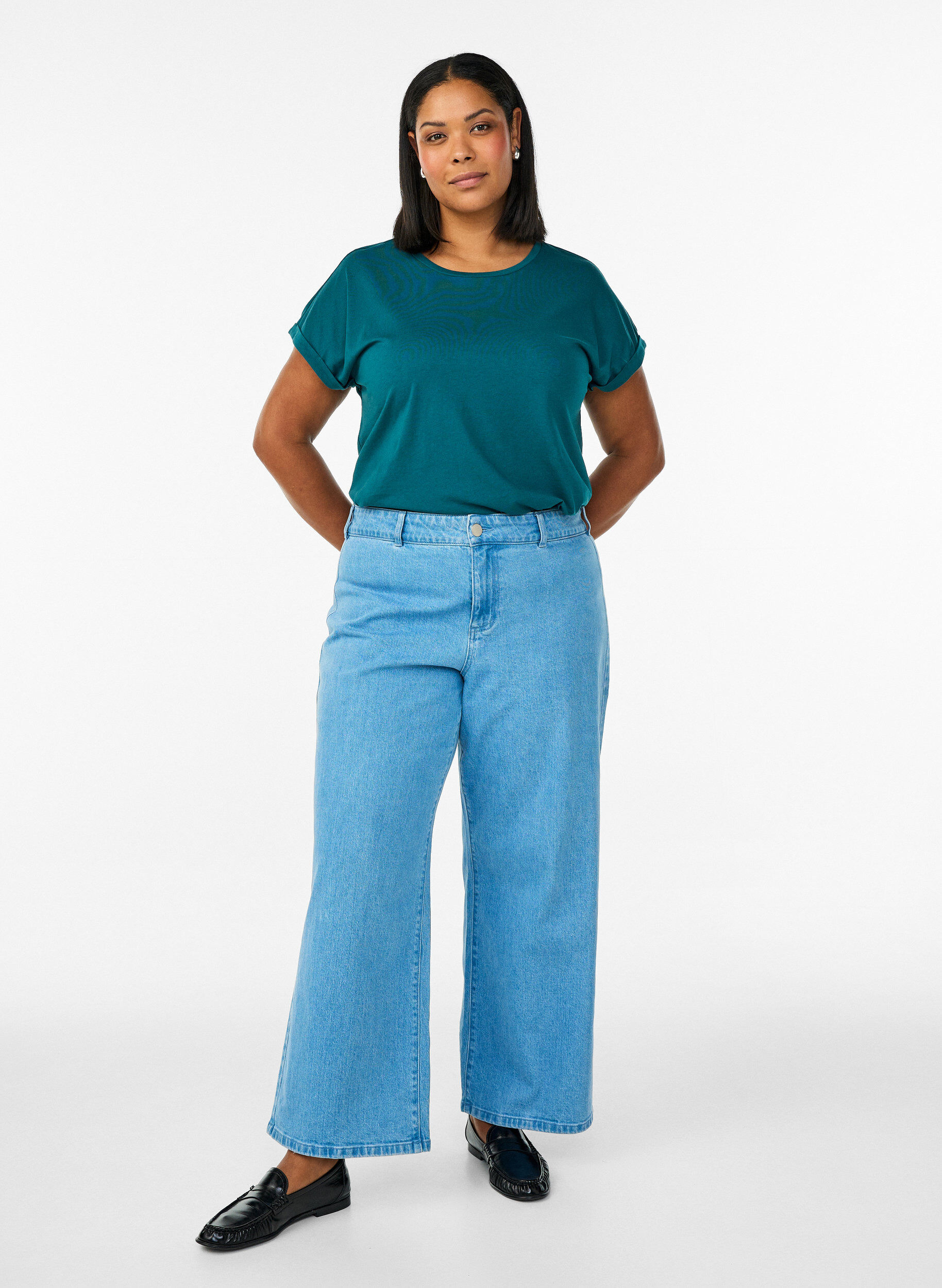 ZizziKurz&auml;rmeliges T-Shirt aus einer Baumwollmischung, Gr&uuml;n, Model image number 1