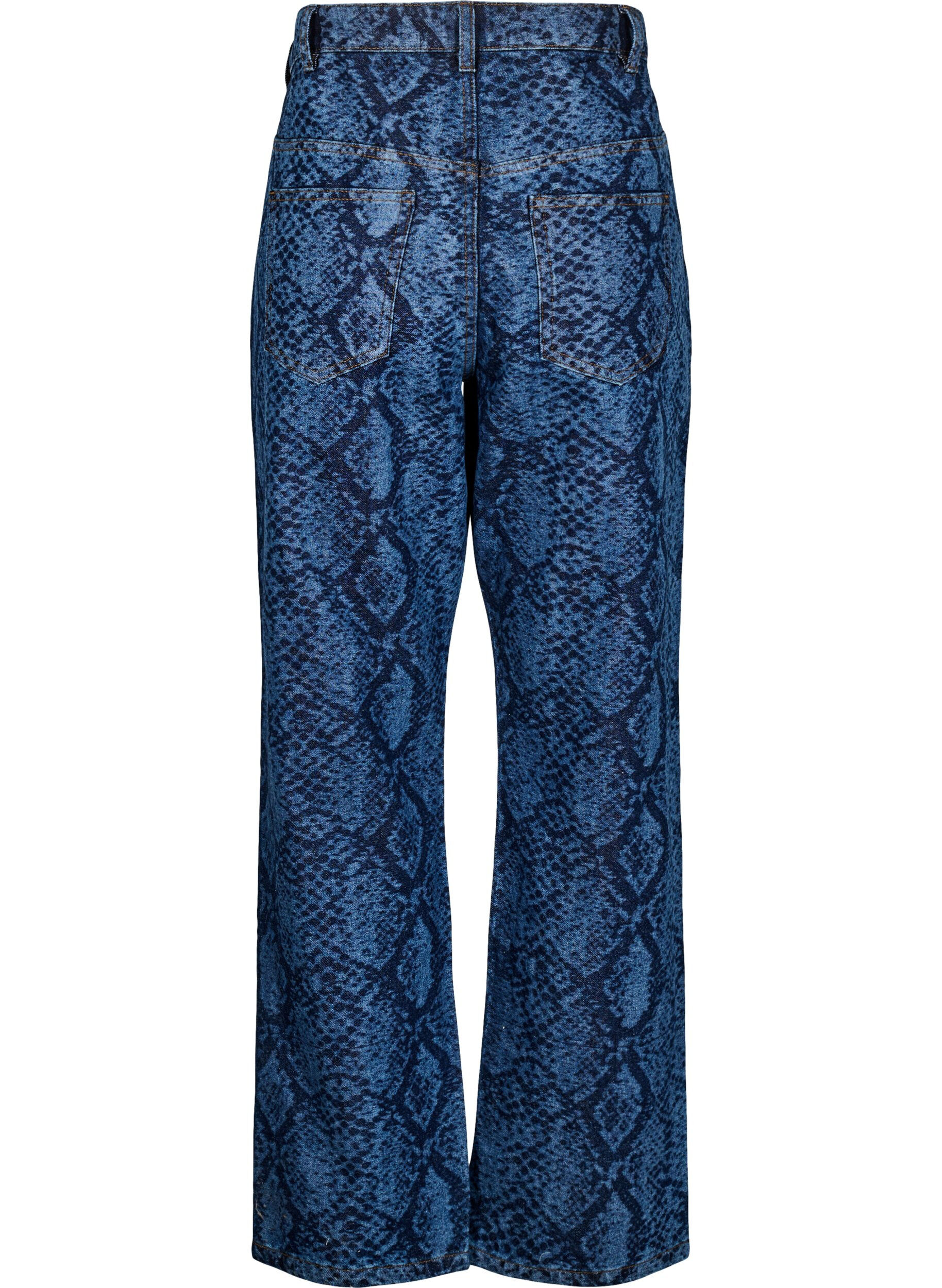 ZizziEmily Jeans mit Schlangenprint, Blau, Packshot image number 1