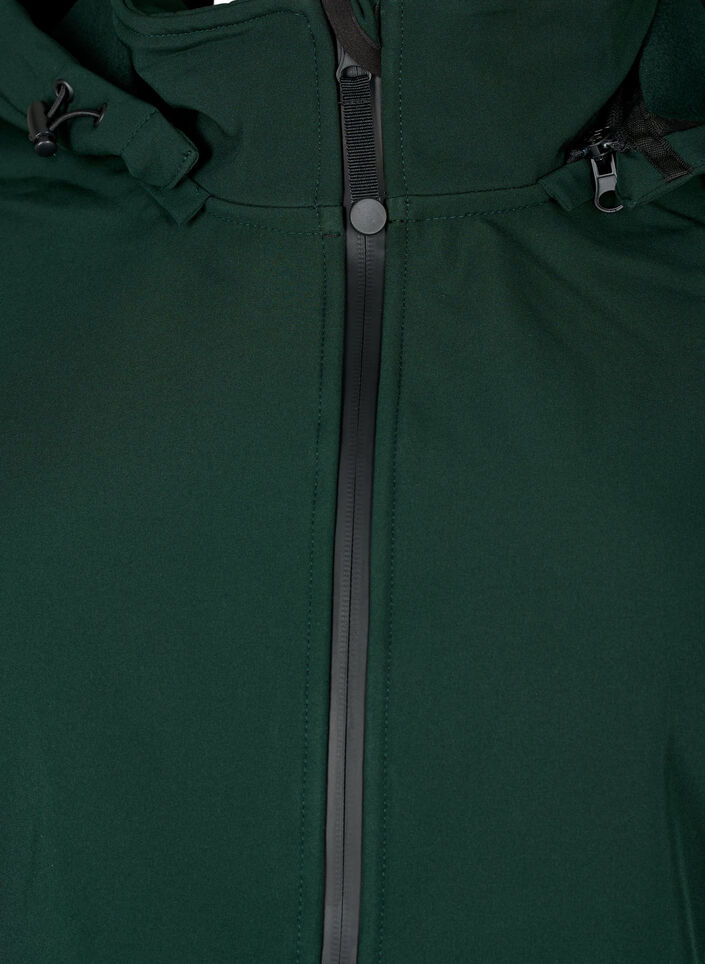 Kurze Softshell-Jacke mit abnehmbarer Kapuze, Grün, Packshot image number 2