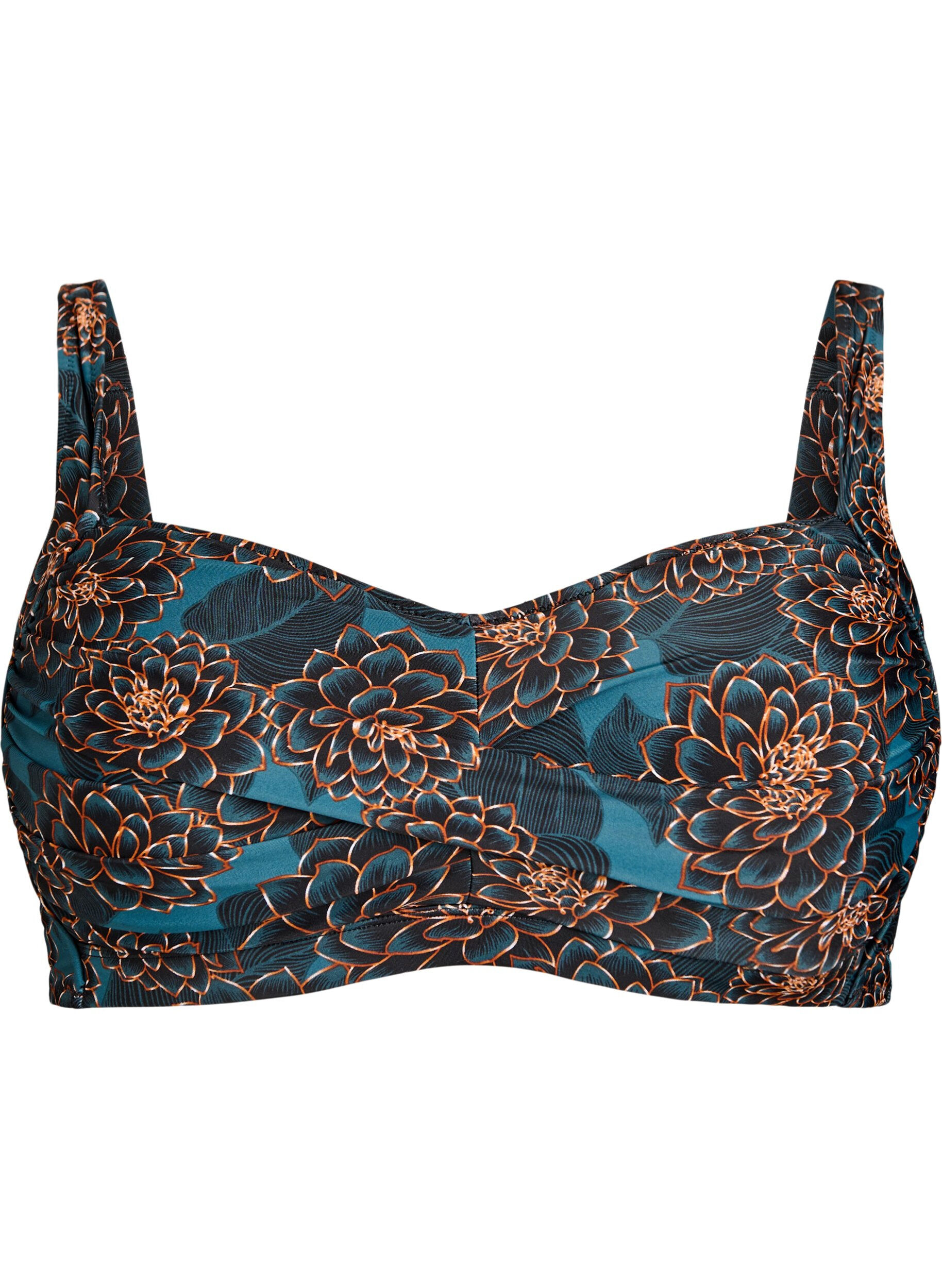 ZizziWattierter Bikini-Oberteil mit Print, Petrol, Packshot image number 0