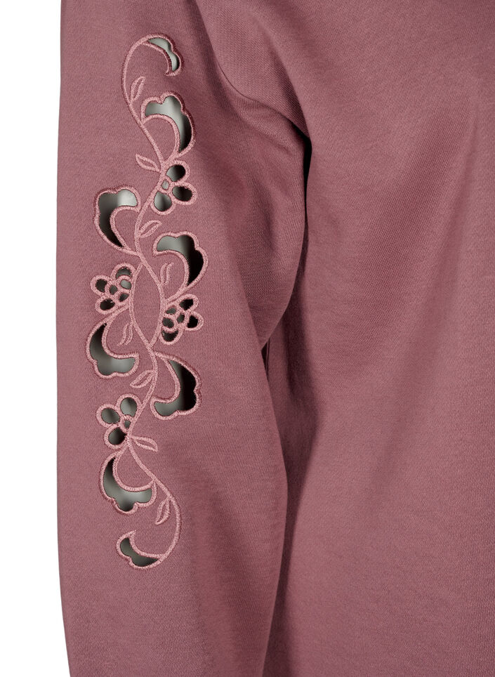 Sweatkleid mit gestickten Details, Rose Brown, Packshot image number 3