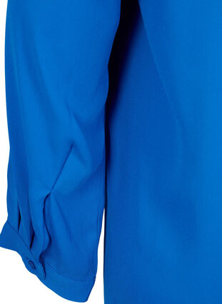 Einfarbiges Hemd mit V-Ausschnitt., Princess Blue, Packshot image number 3