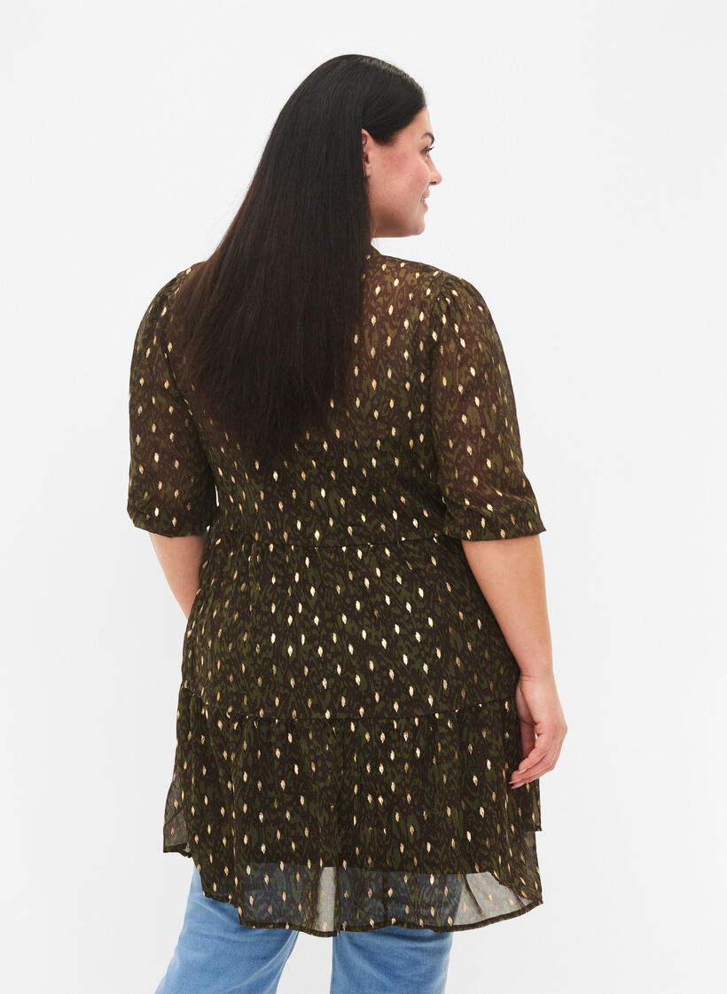 Tunika mit Druck und Lurex, Green Ethnic AOP, Model image number 1