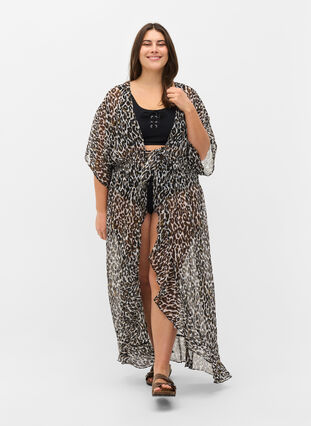 Strand-Kimono mit Print, Leopard Print, Model image number 2