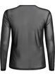 Meshbluse mit Strasssteinen und langen Ärmeln, Schwarz, Packshot image number 1