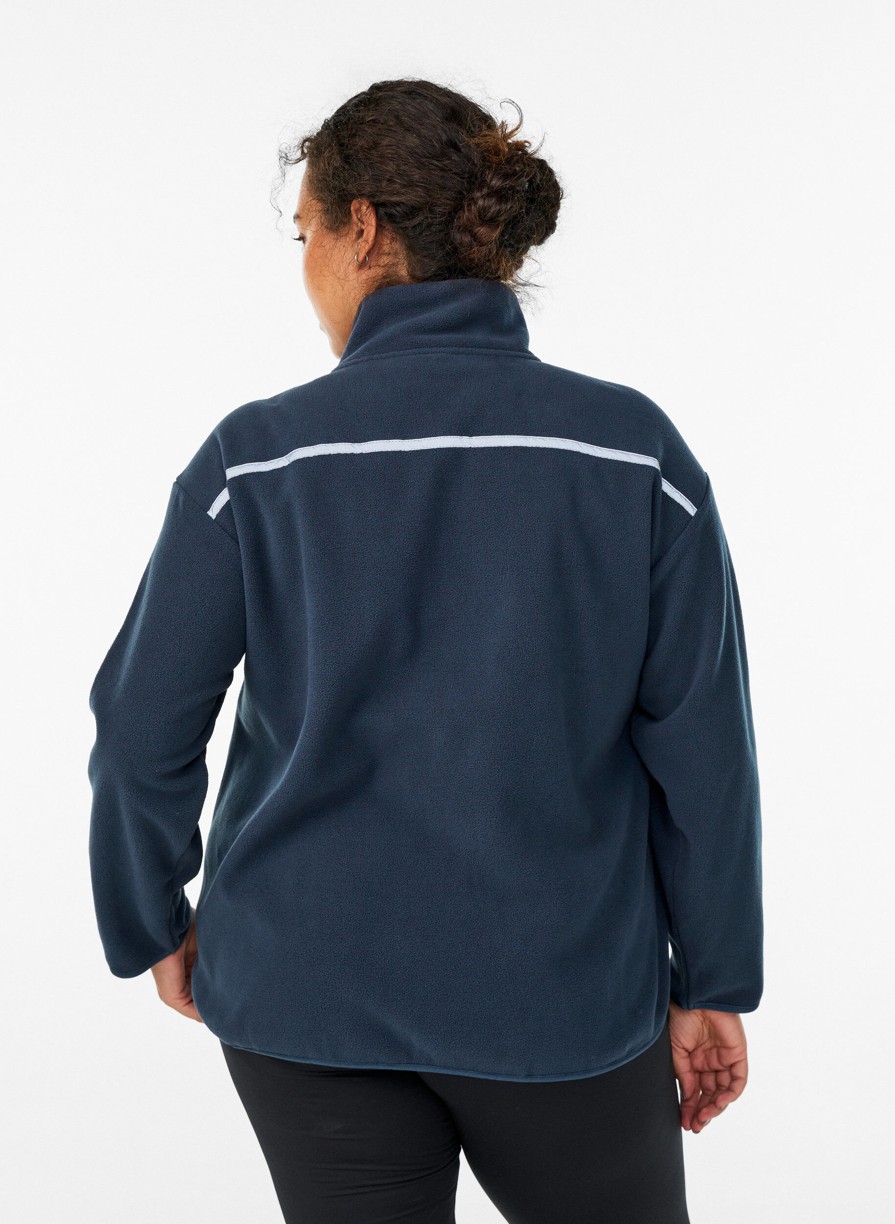 ZizziFleecejacke mit Rei&szlig;verschluss und Reflektorband , Blau, Model image number 2