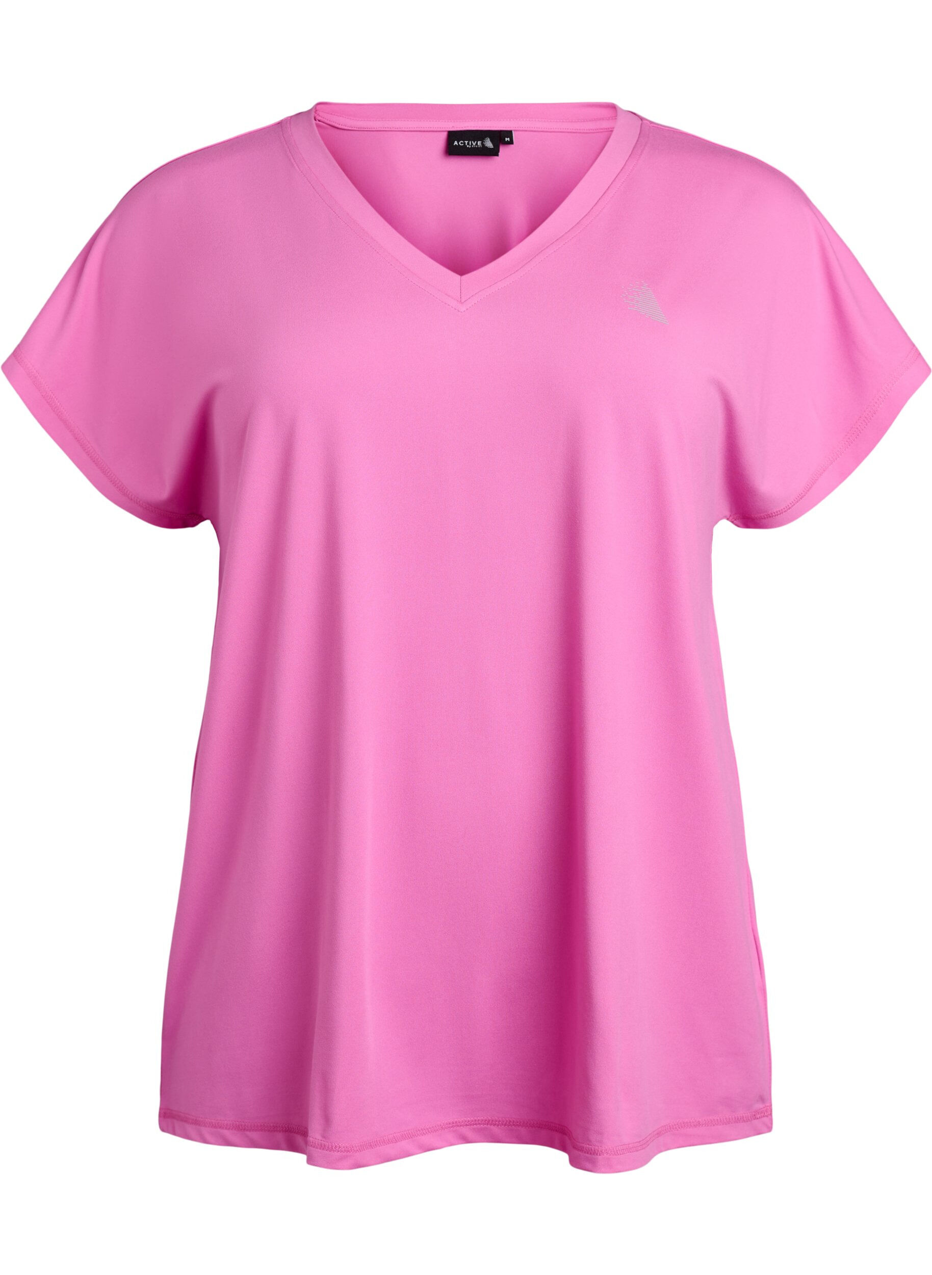 ZizziLockeres Trainingsshirt mit V-Ausschnitt, Pink, Packshot image number 0