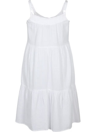 Schlichtes Trägerkleid aus Baumwolle, Bright White, Packshot image number 1