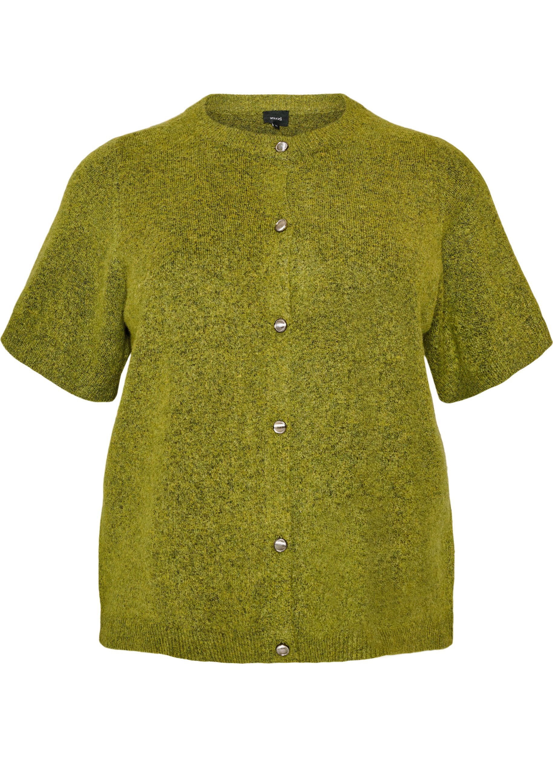 ZizziStrickjacke mit kurzen &Auml;rmeln, Gr&uuml;n, Packshot image number 0