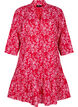 Knielanges Kleid mit geblümtem Print und 3/4-Ärmeln, Rot, Packshot image number 0