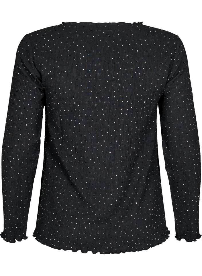 Langärmlige Bluse mit Strasssteinen, Schwarz, Packshot image number 1