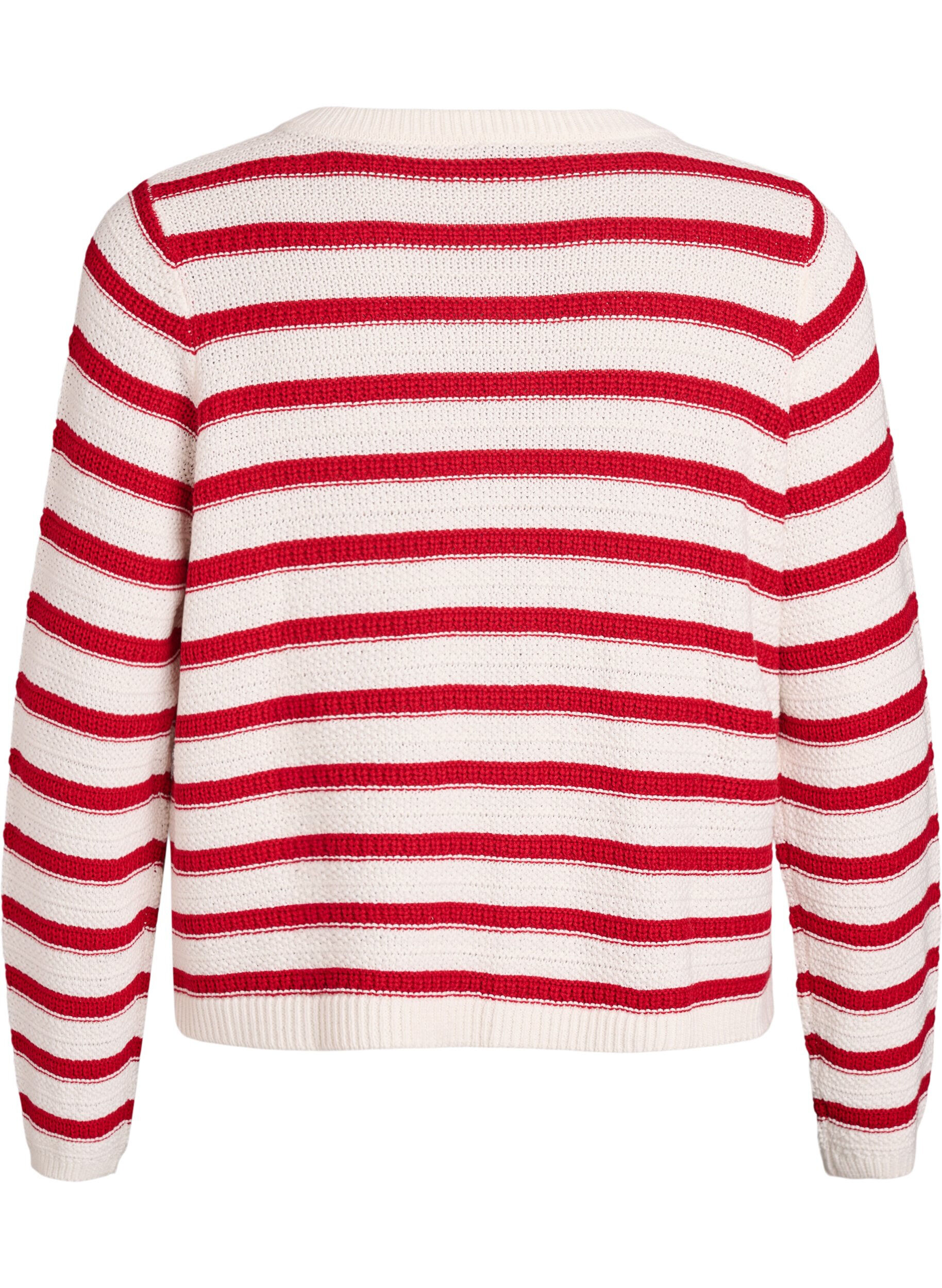 ZizziStrickjacke mit Strukturstrick und dekorativen Kn&ouml;pfen, Rot, Packshot image number 1