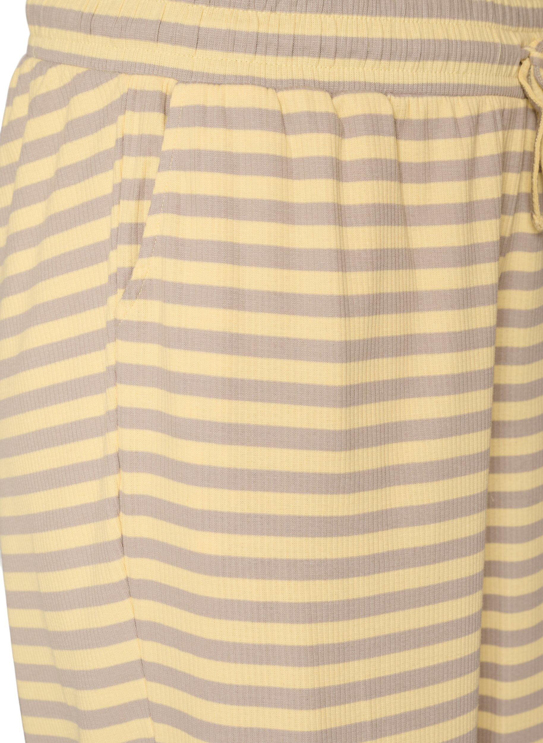 ZizziGestreifte Schlafanzughose mit hoher Taille und weiten Beinen, Gelb, Packshot image number 2