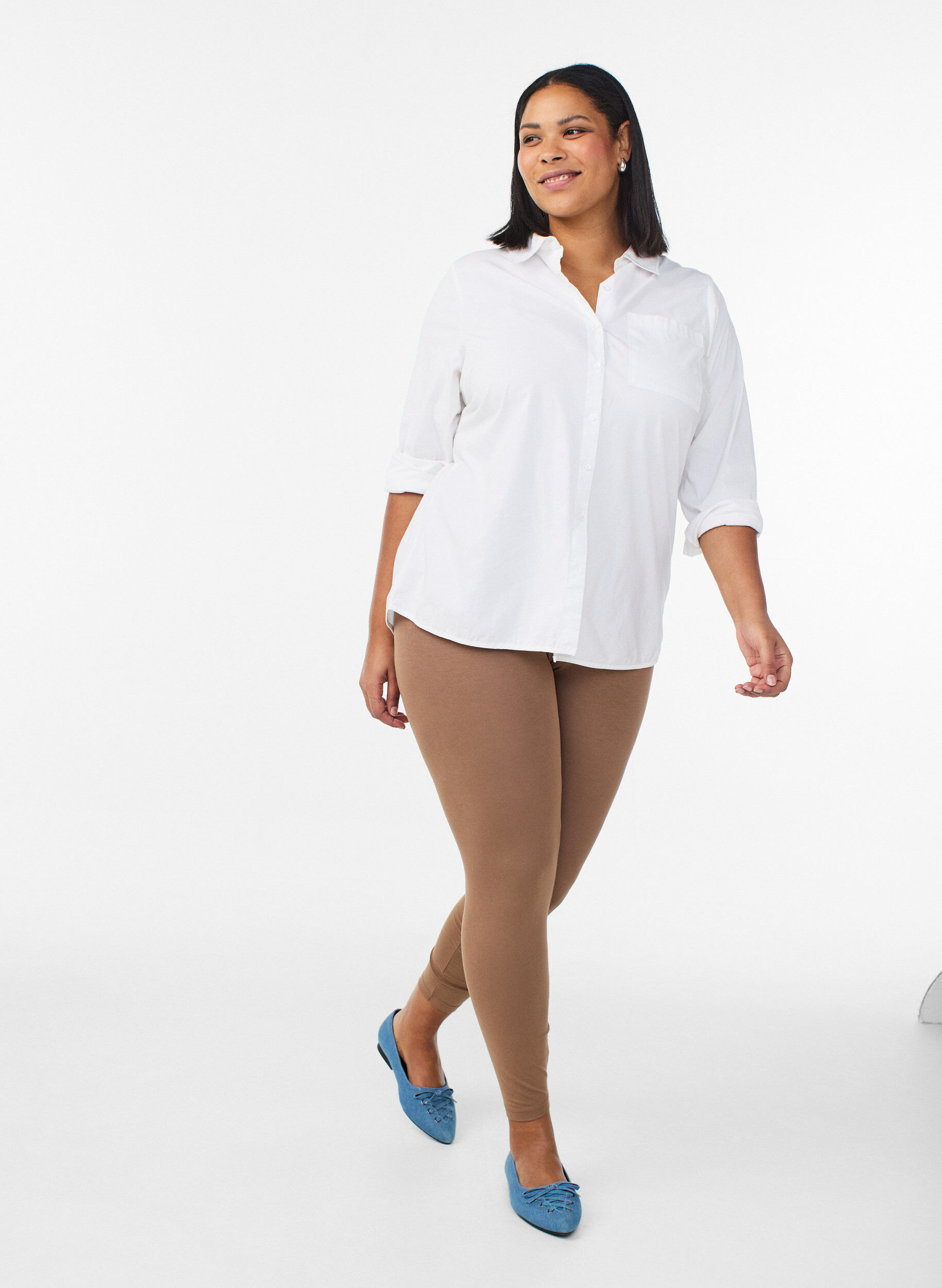 ZizziBasic Leggings aus Viskose, Braun, Model image number 1