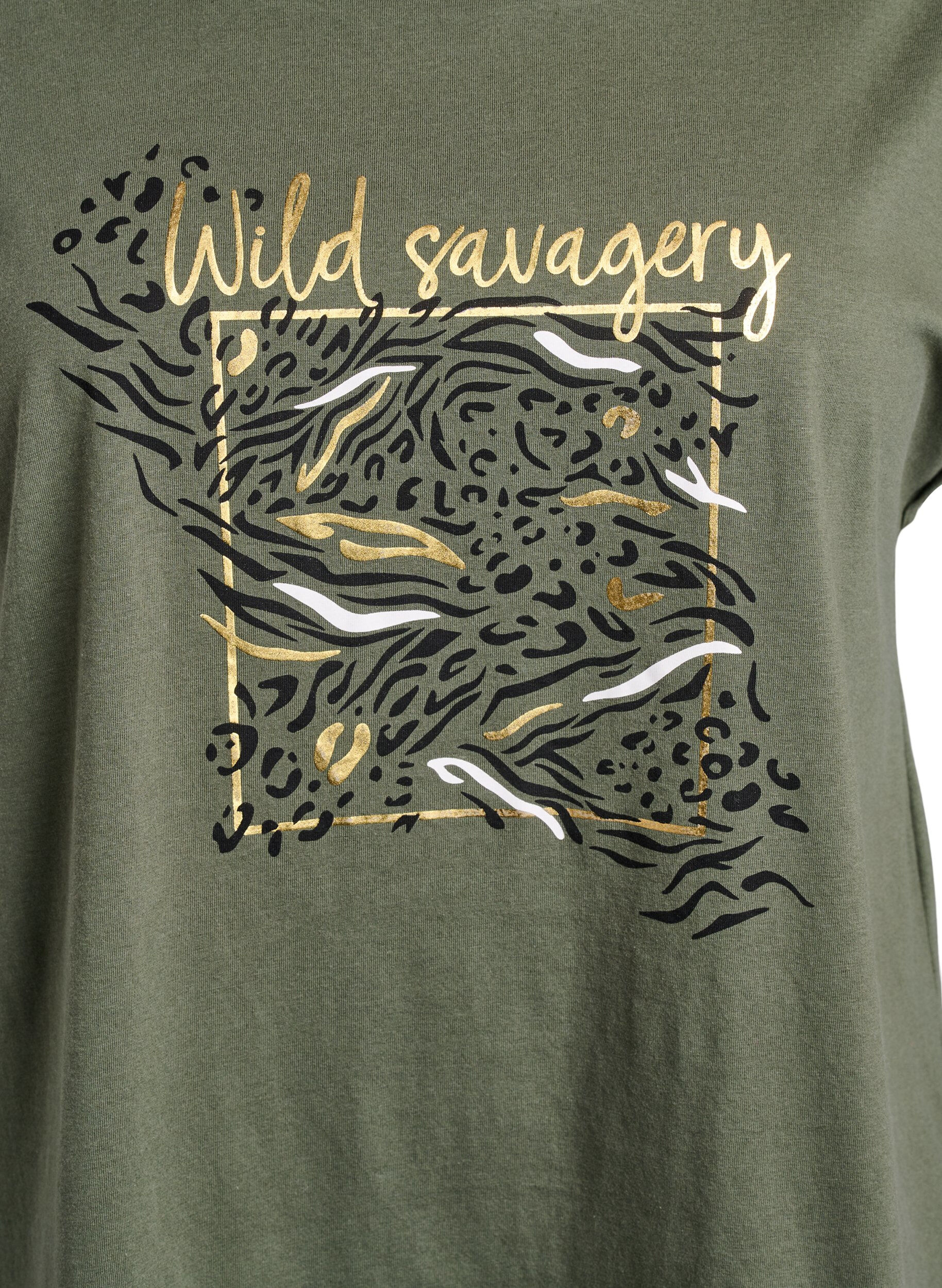 ZizziT-Shirt mit Animal-Print und Text, Thyme W. Wild, Packshot image number 2