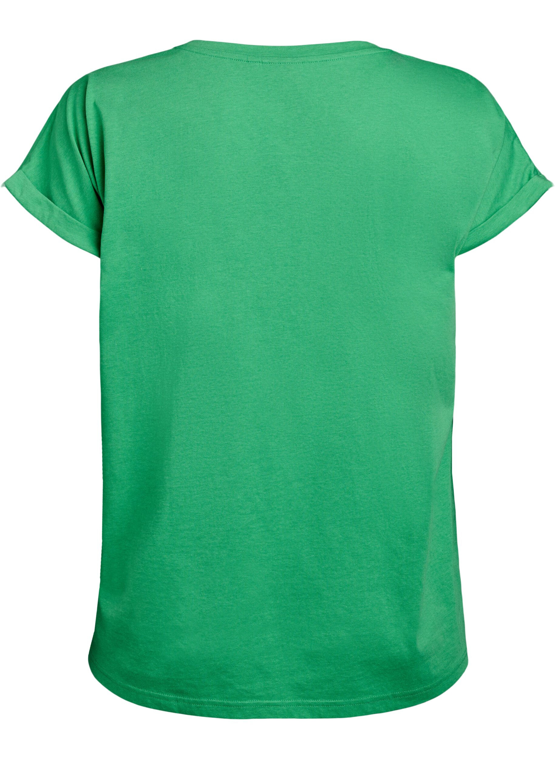 ZizziKurz&auml;rmliges T-Shirt aus einer Baumwollmischung, Gr&uuml;n, Packshot image number 1