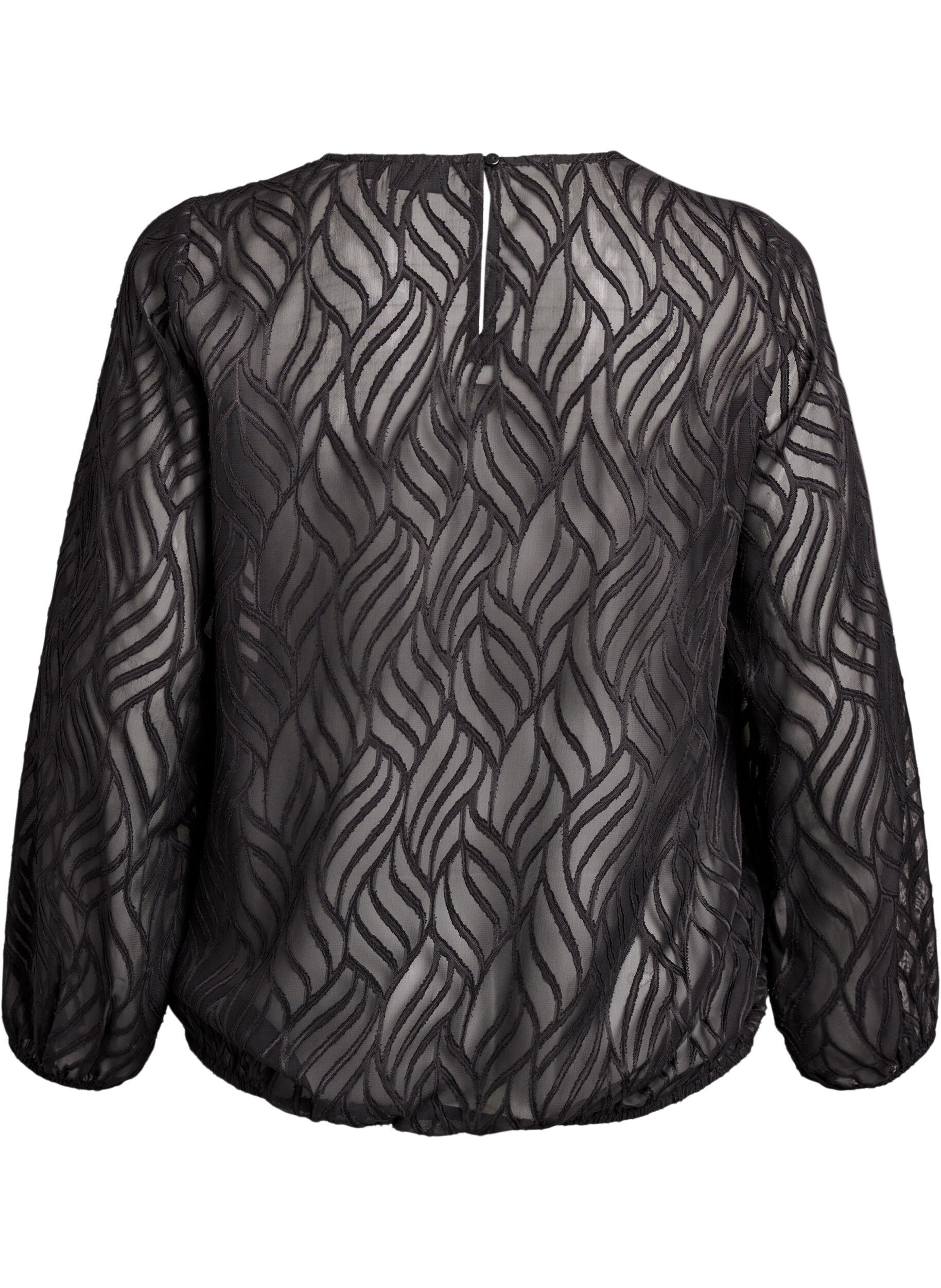 ZizziBluse aus Chiffon mit Strukturmuster, Schwarz, Packshot image number 1