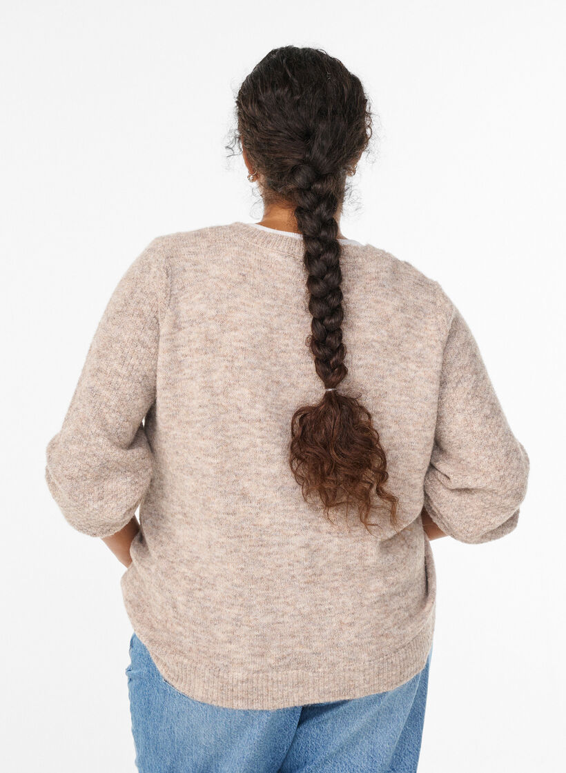 Cardigan mit Schleifenkn&ouml;pfen und Ajourmuster, Beige, Model image number 2