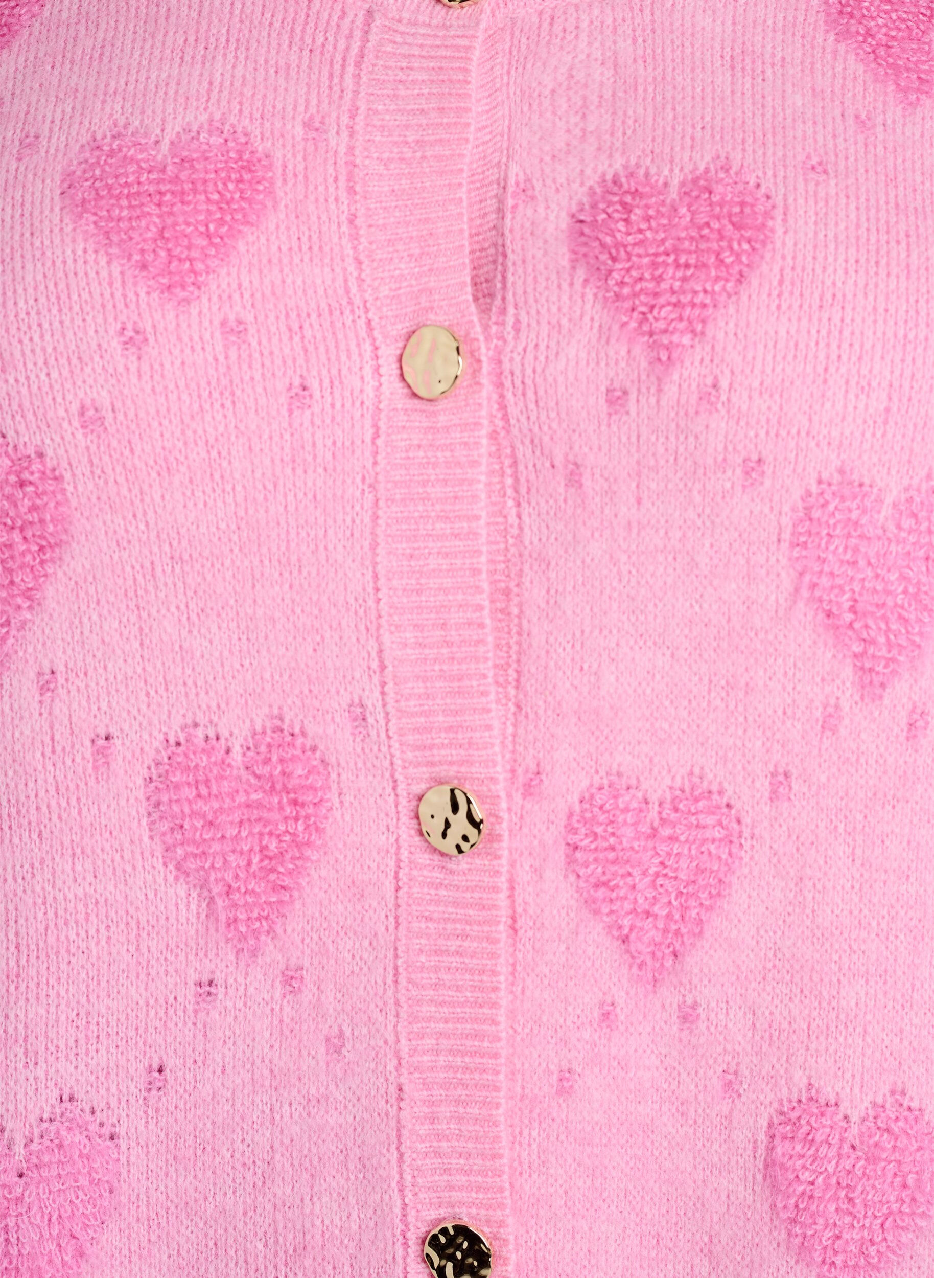 ZizziStrickjacke mit Herzen und goldenen Kn&ouml;pfen, Pink, Packshot image number 2