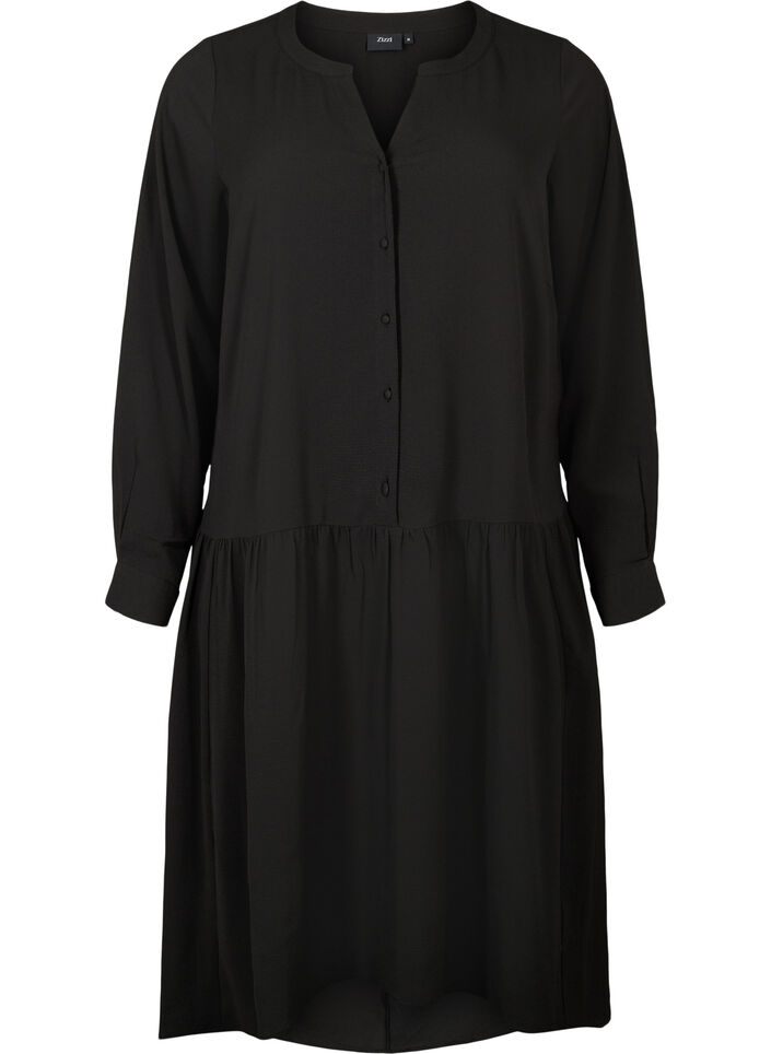 Midi-Kleid mit langen Ärmeln, Black, Packshot image number 0