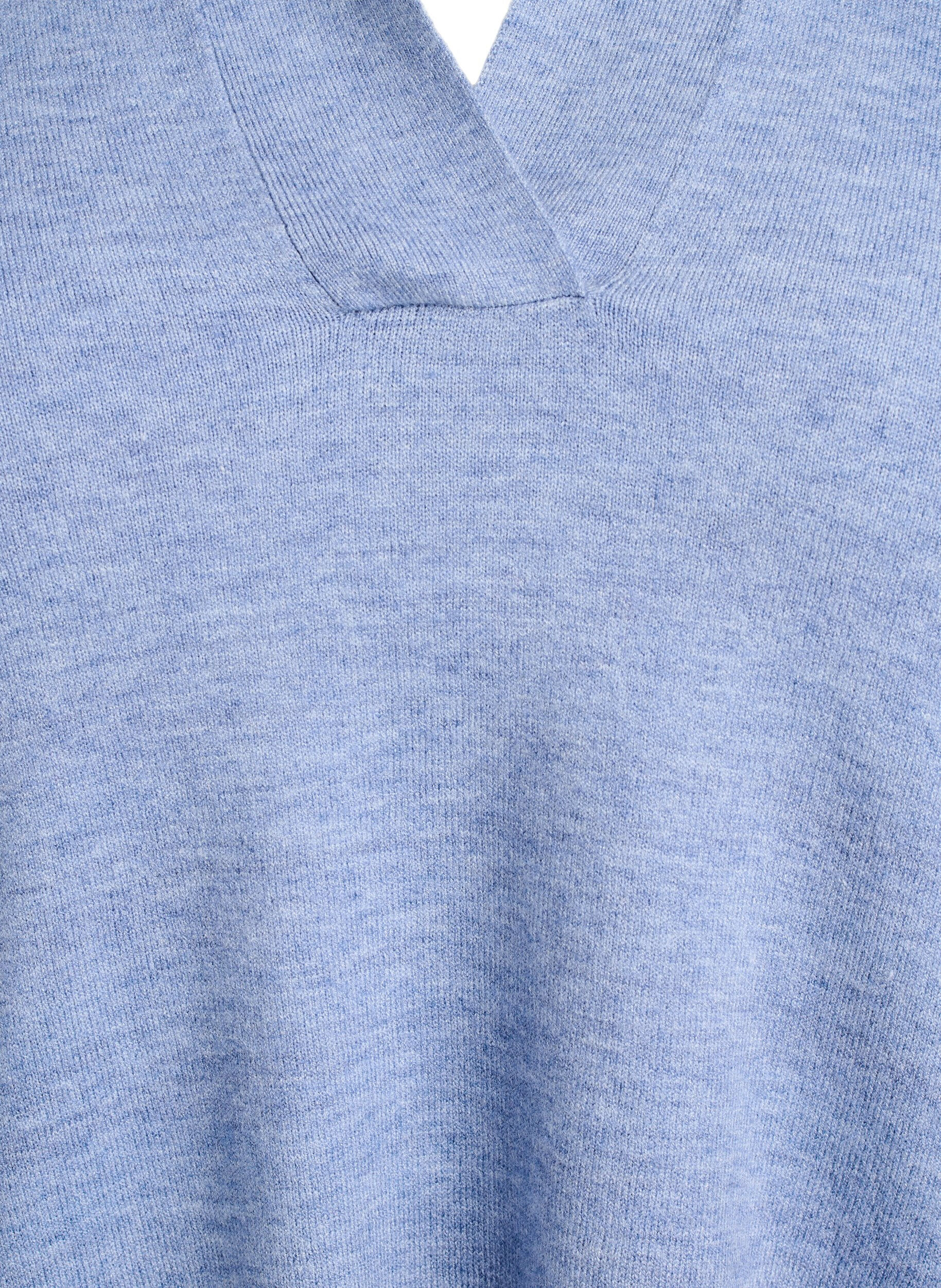 ZizziStrickbluse mit Kragen und kurzen &Auml;rmeln, Blau, Packshot image number 2