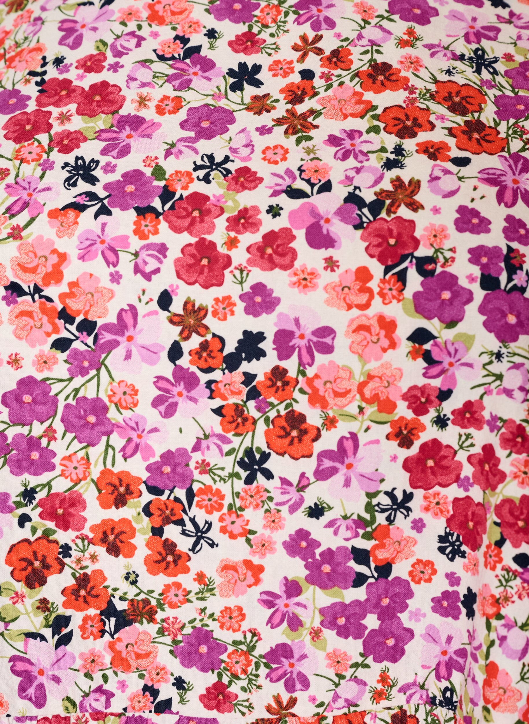 ZizziGebl&uuml;mtes Kleid aus Baumwolle mit R&uuml;schen und V-Ausschnitt, Pink, Packshot image number 2
