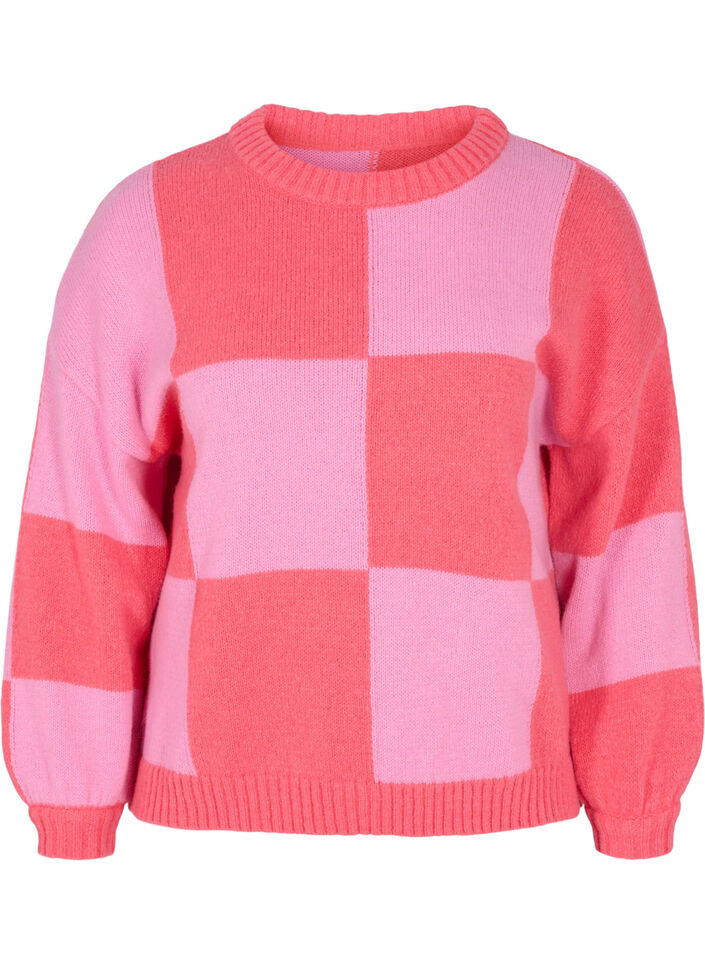 Karierter Pullover, Begonia Pink Comb, Packshot image number 0
