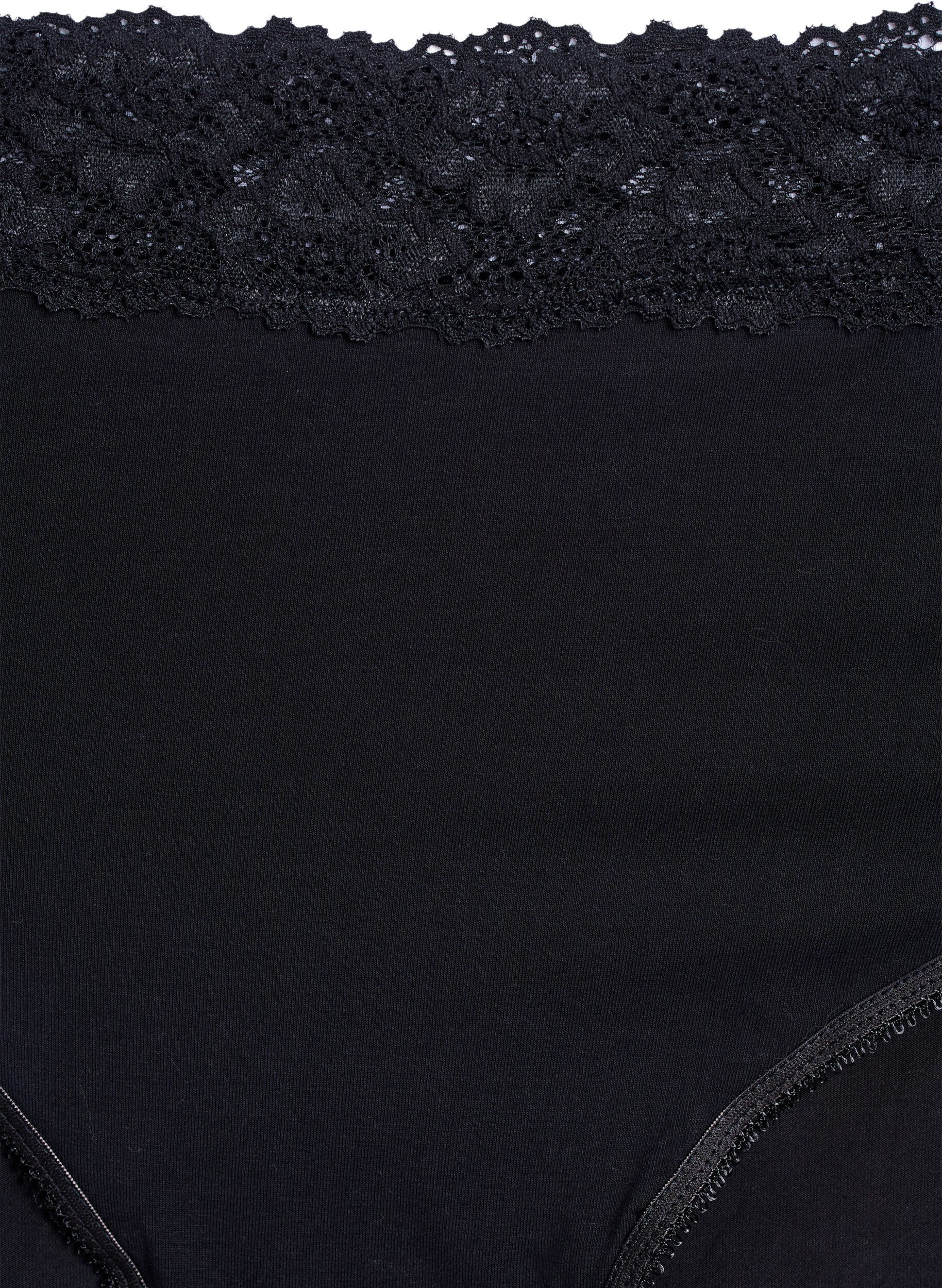 Zizzi2er-Pack Baumwollslips mit Spitze, Schwarz, Packshot image number 2