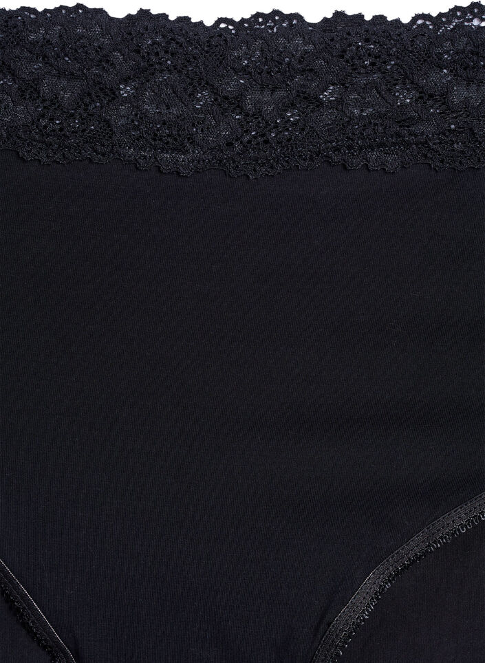 2er-Pack Baumwollslips mit Spitze, Schwarz, Packshot image number 2