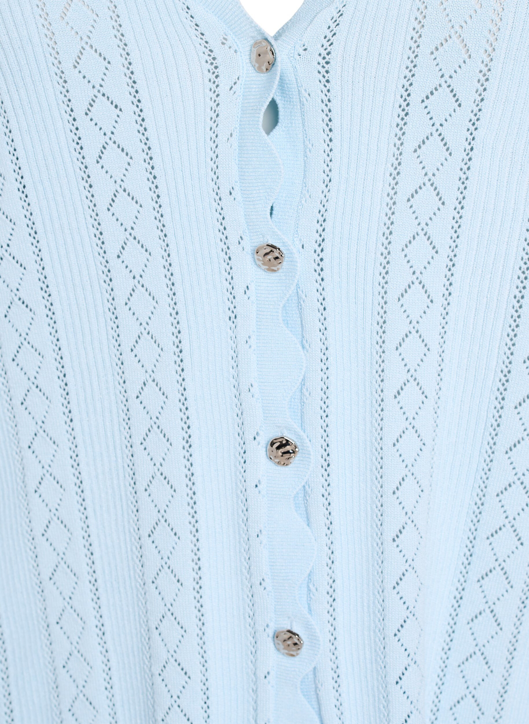 ZizziStrickjacke mit Lochstickerei und gewellten Kanten, Blau, Packshot image number 2