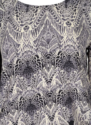 Bedruckte Viskose Bluse mit Smock, Black Comb, Packshot image number 2